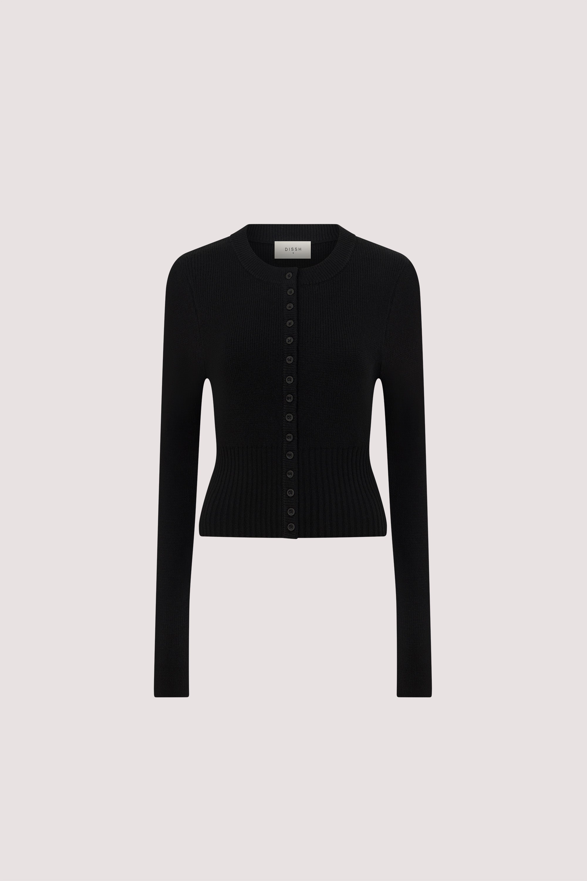 IRIS BLACK CREW KNIT CARDIGAN – DISSH