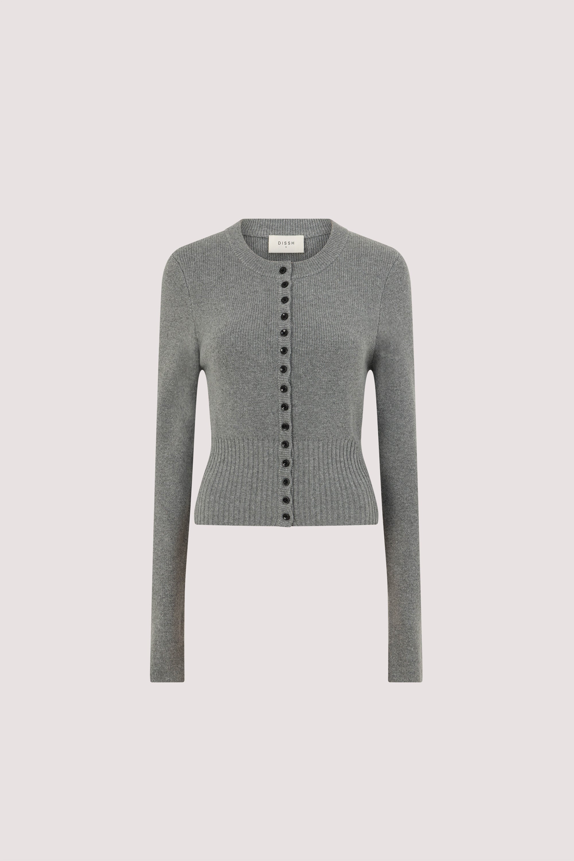 IRIS GREY MARLE CREW KNIT CARDIGAN