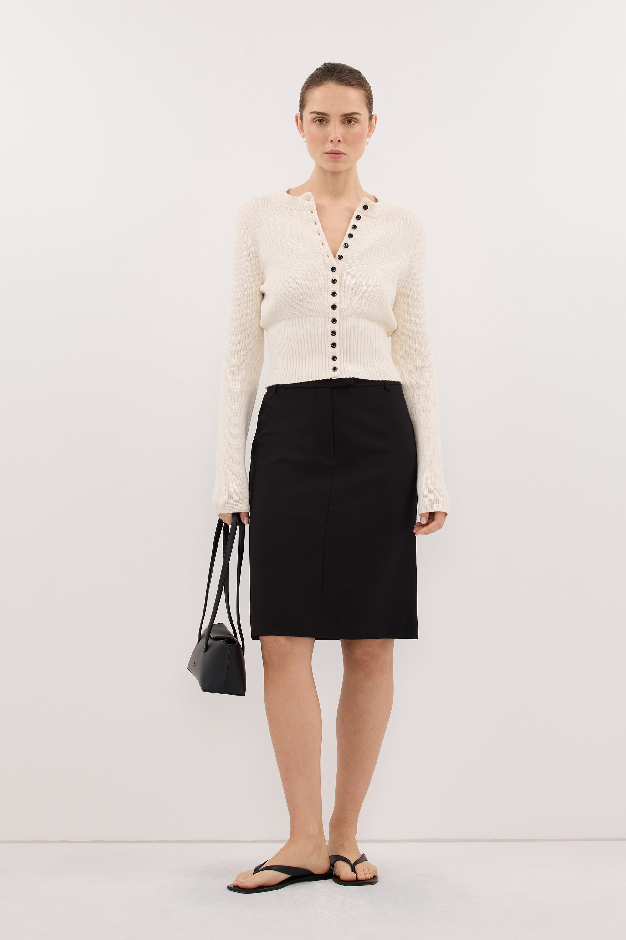 IRIS IVORY CREW KNIT CARDIGAN – DISSH