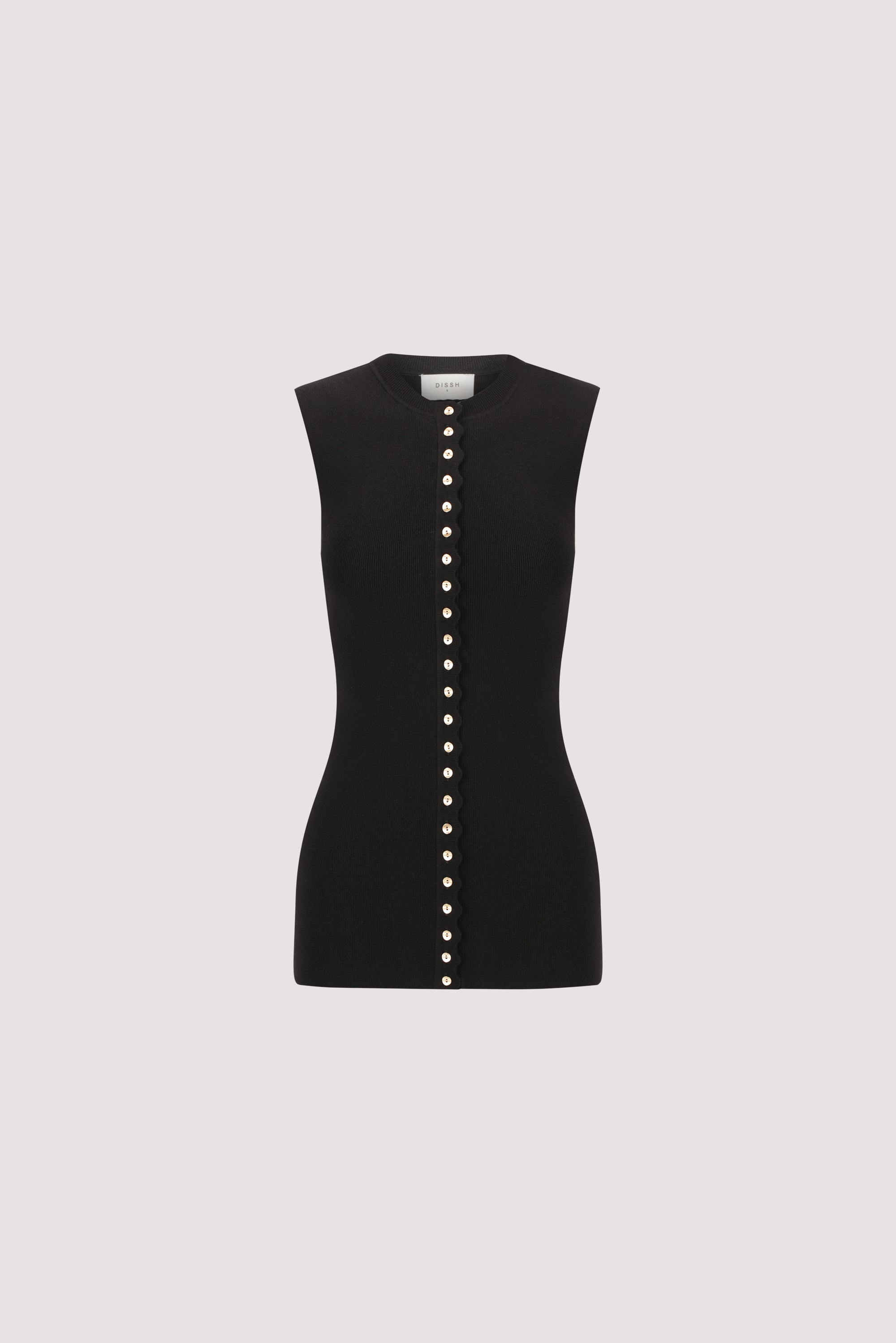 ZOE BLACK SCALLOPED KNIT VEST