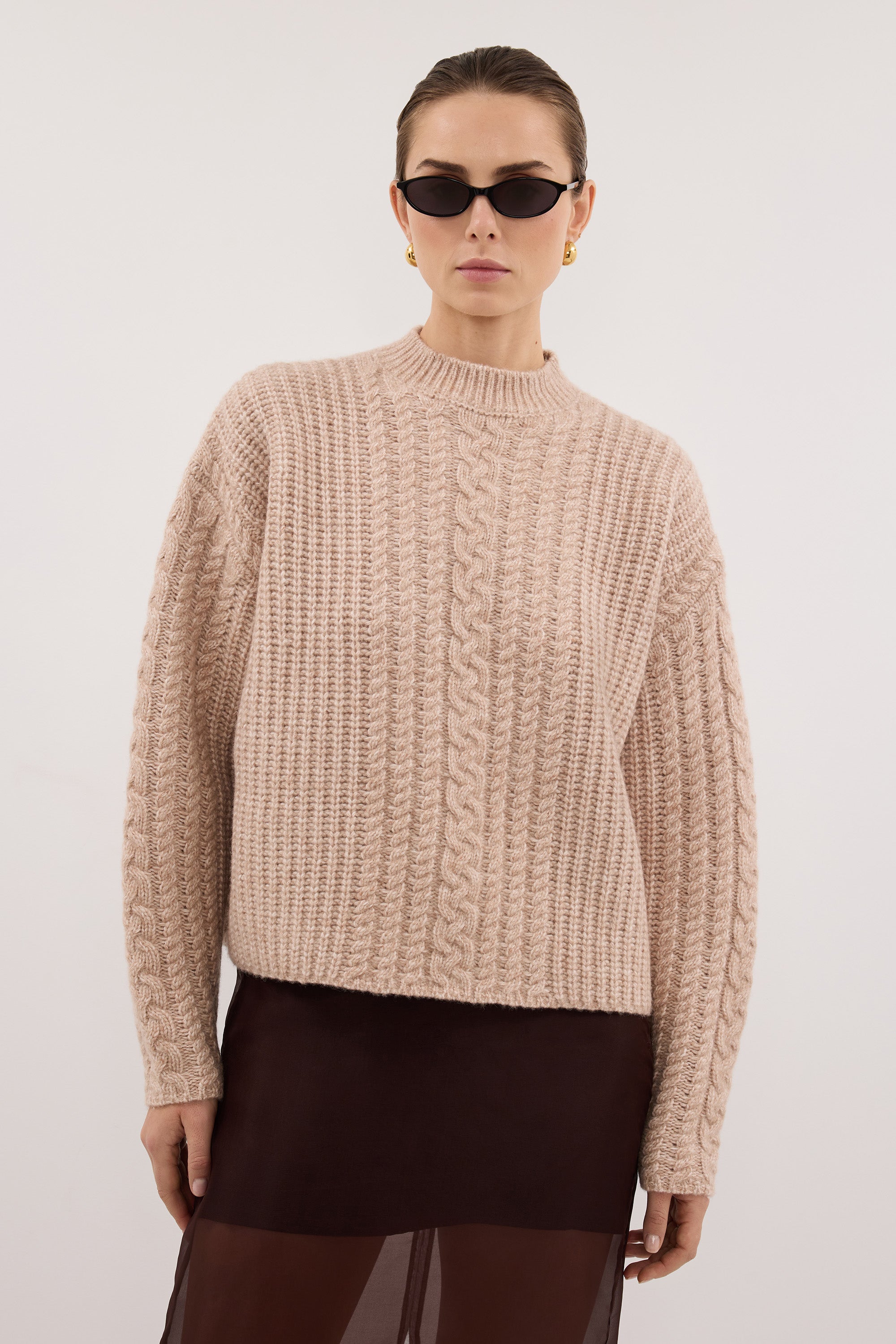 JOLIE OAT CABLE KNIT SWEATER
