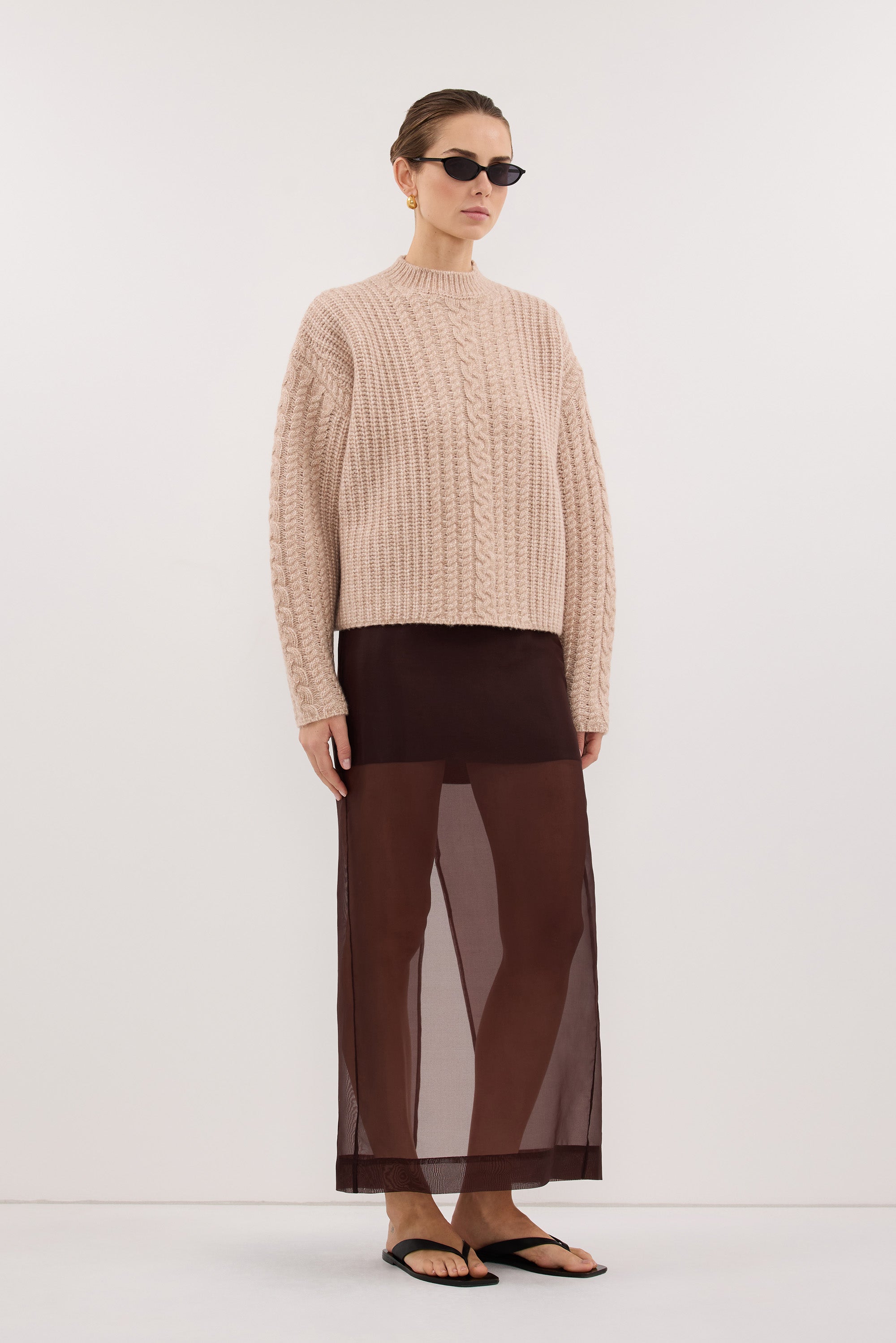 JOLIE OAT CABLE KNIT SWEATER