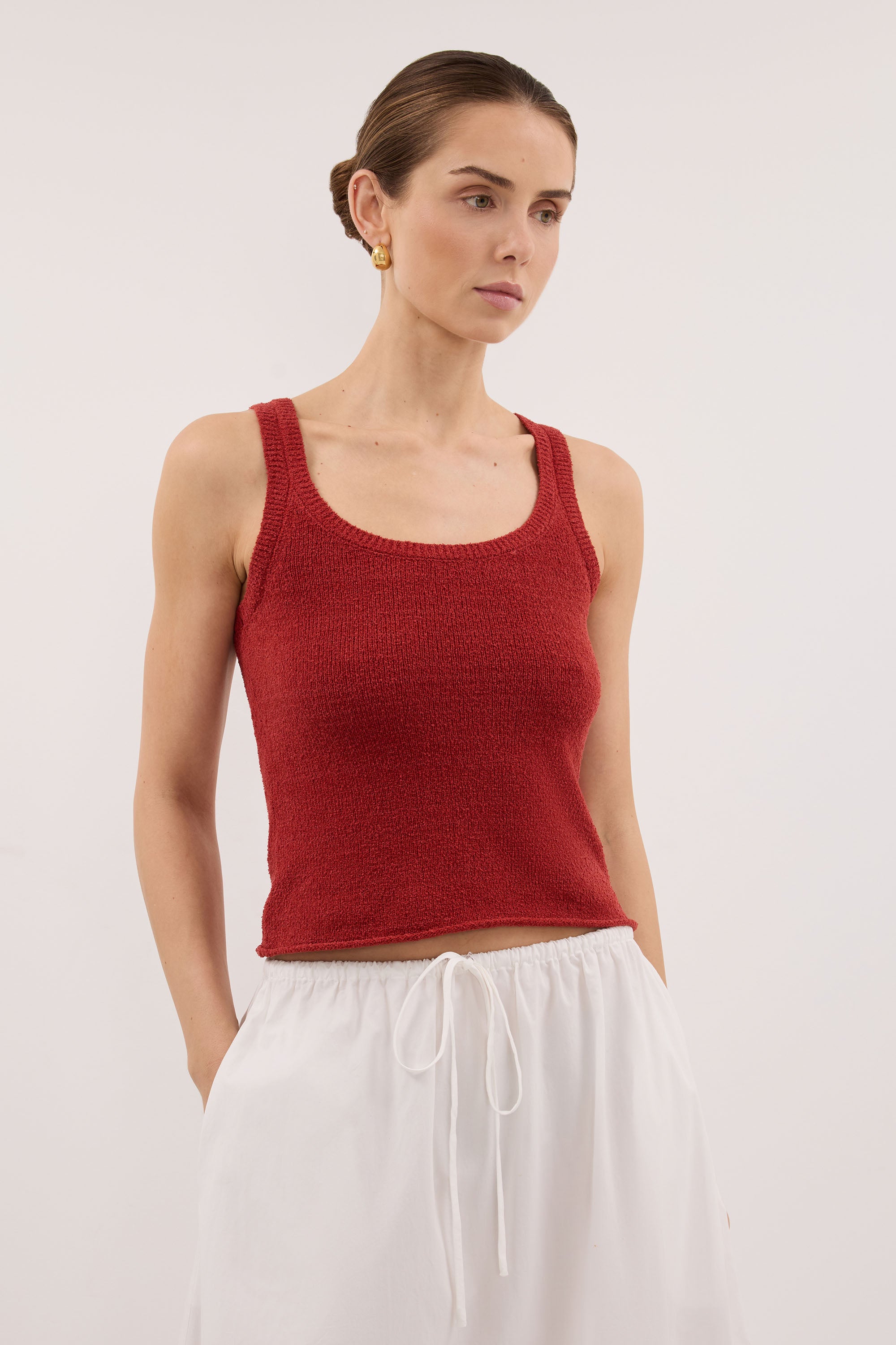 HARRIET BURNT RED KNIT TANK – DISSH