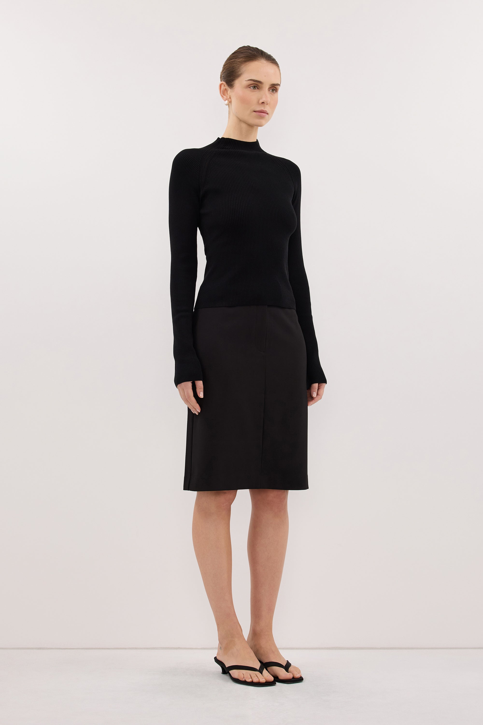 ANGEL BLACK RAGLAN FUNNEL NECK TOP