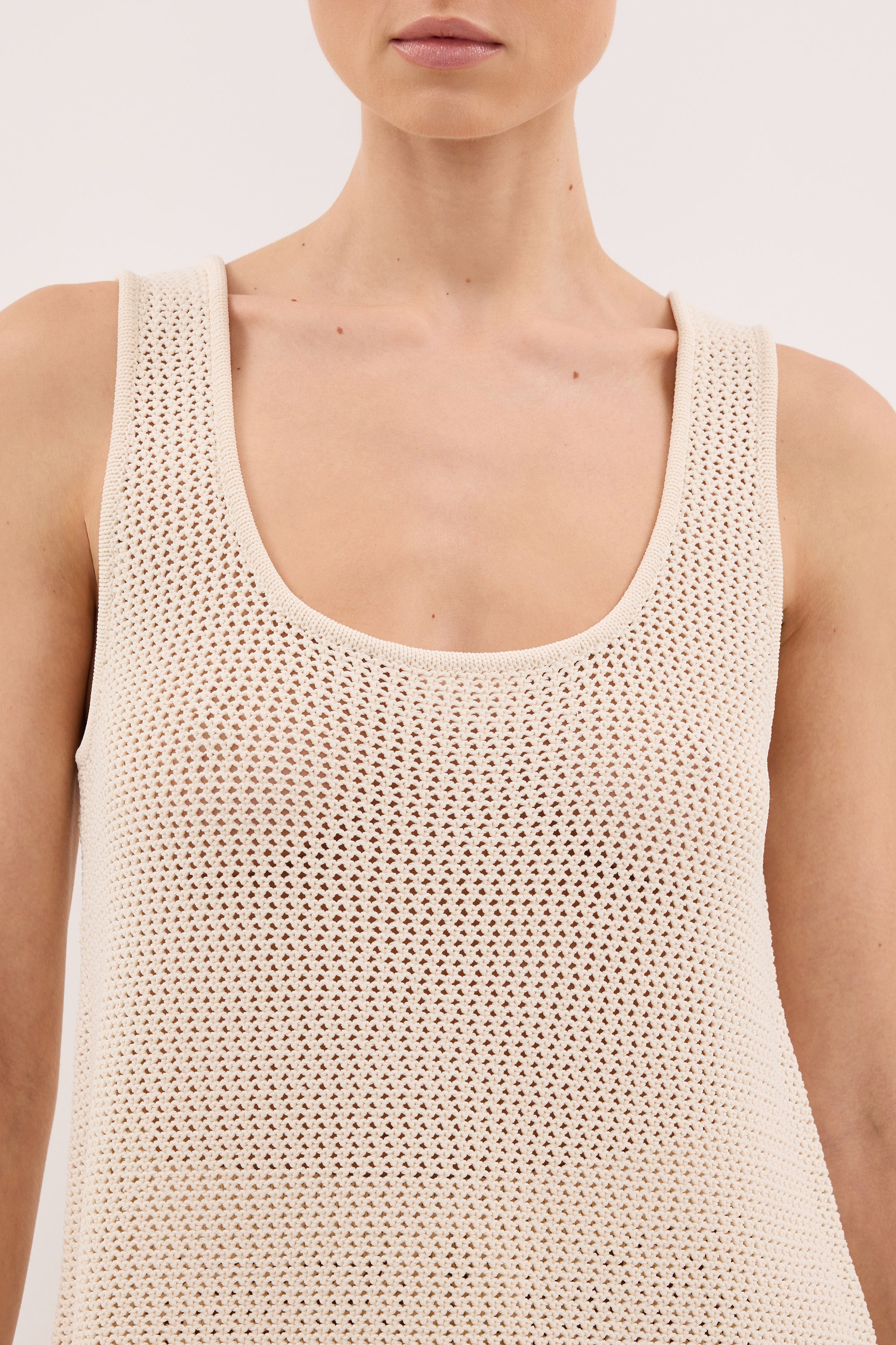 NALIA NATURAL OPEN KNIT SCOOP TANK