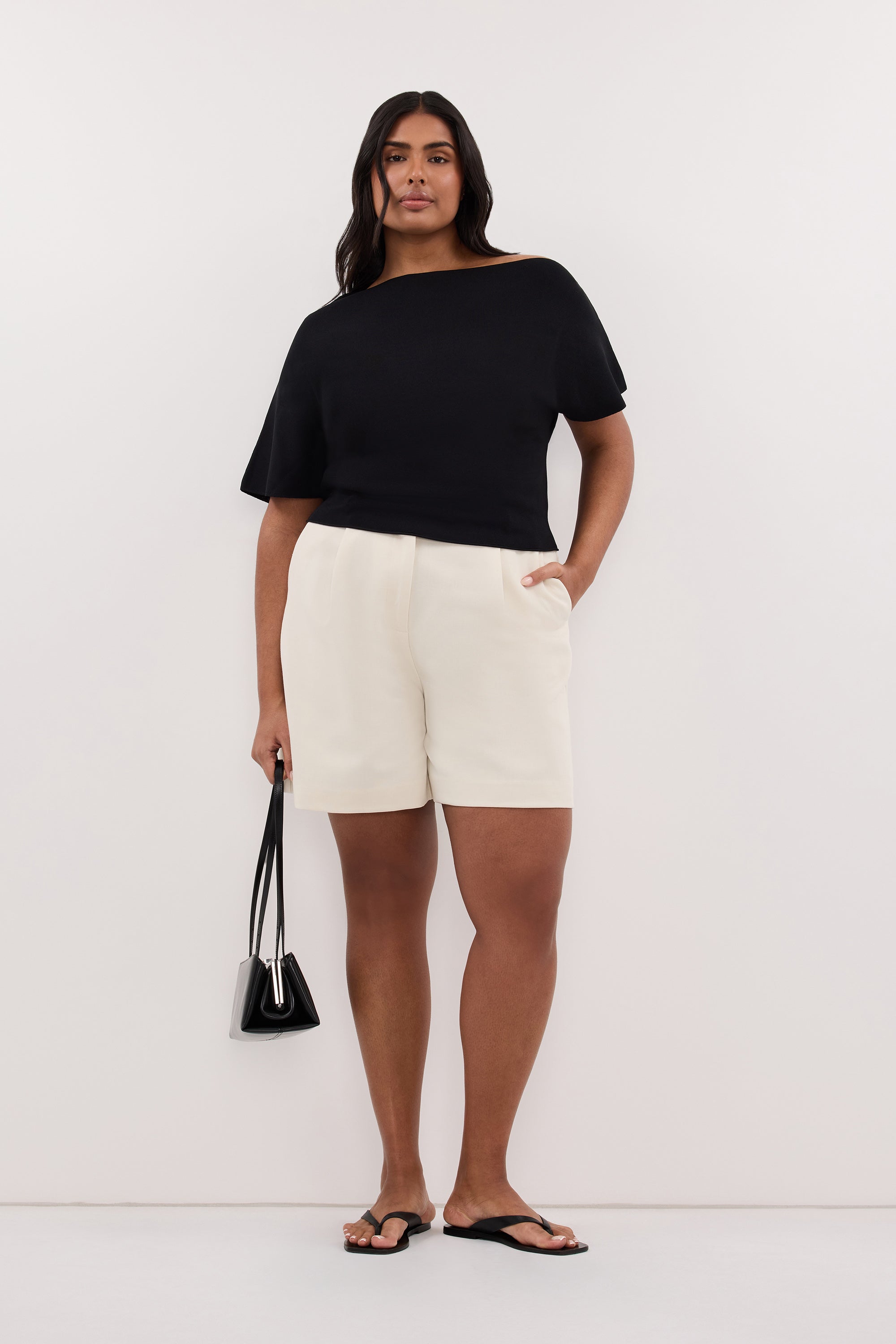 SCARLETT BLACK ASYM KNIT TOP