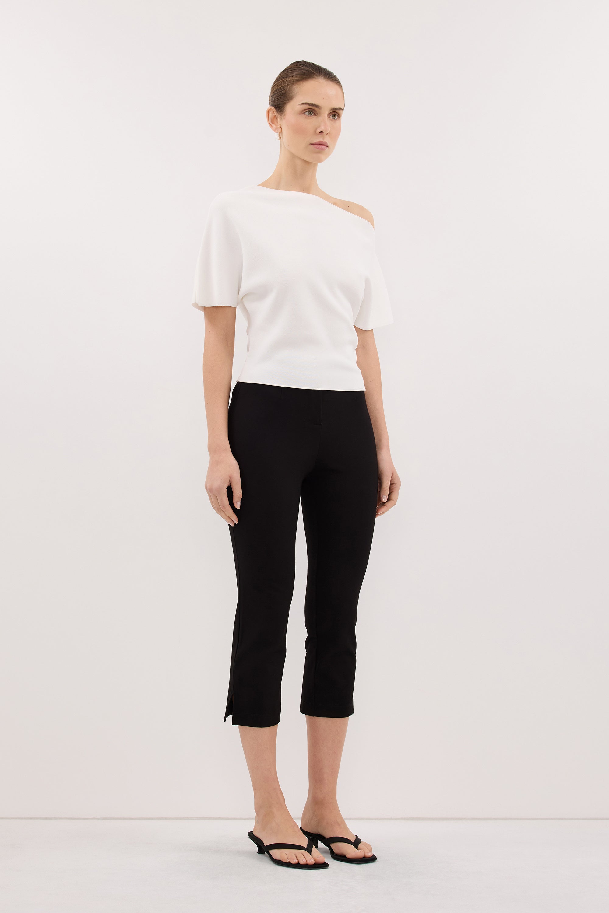 SCARLETT OFF WHITE ASYM KNIT TOP