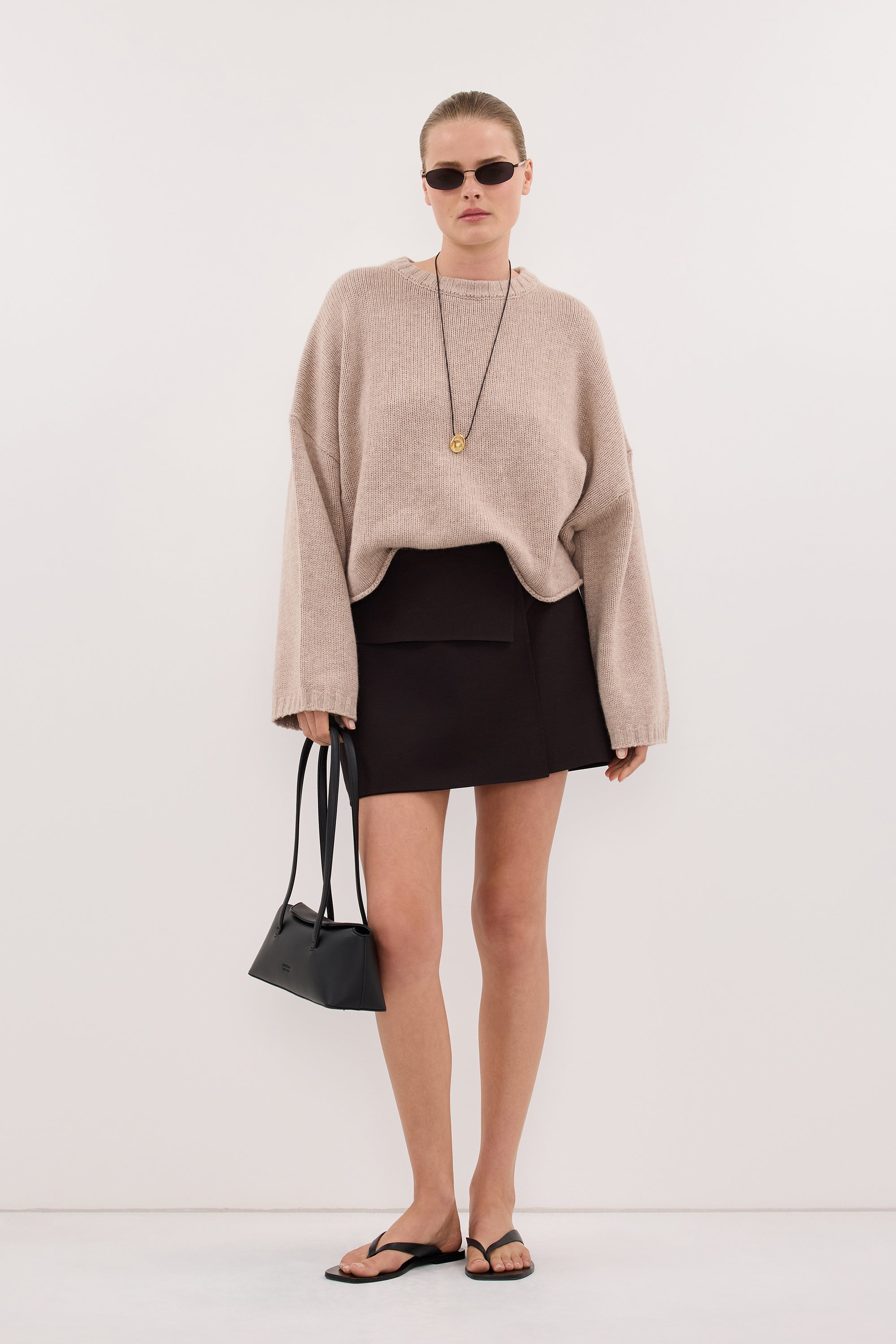 ADELINE OAT MARLE CREW KNIT JUMPER