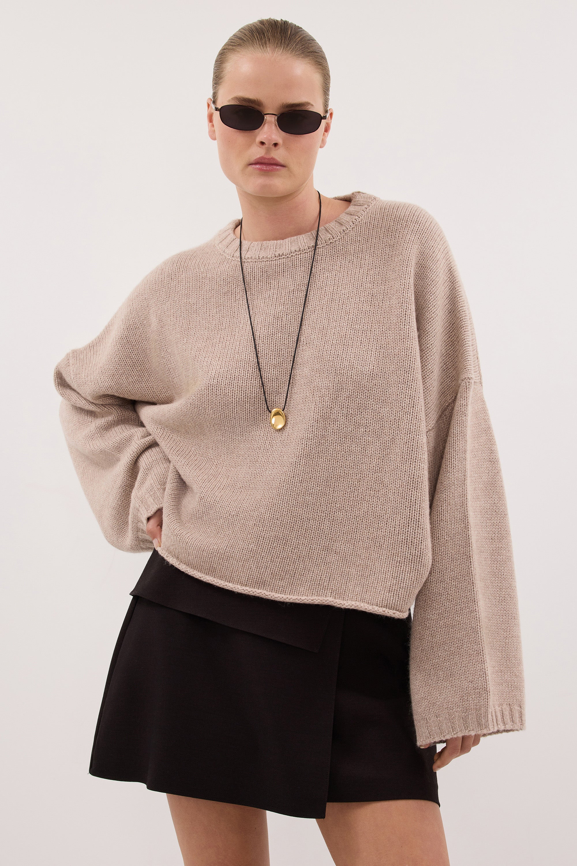 ADELINE OAT MARLE CREW KNIT JUMPER