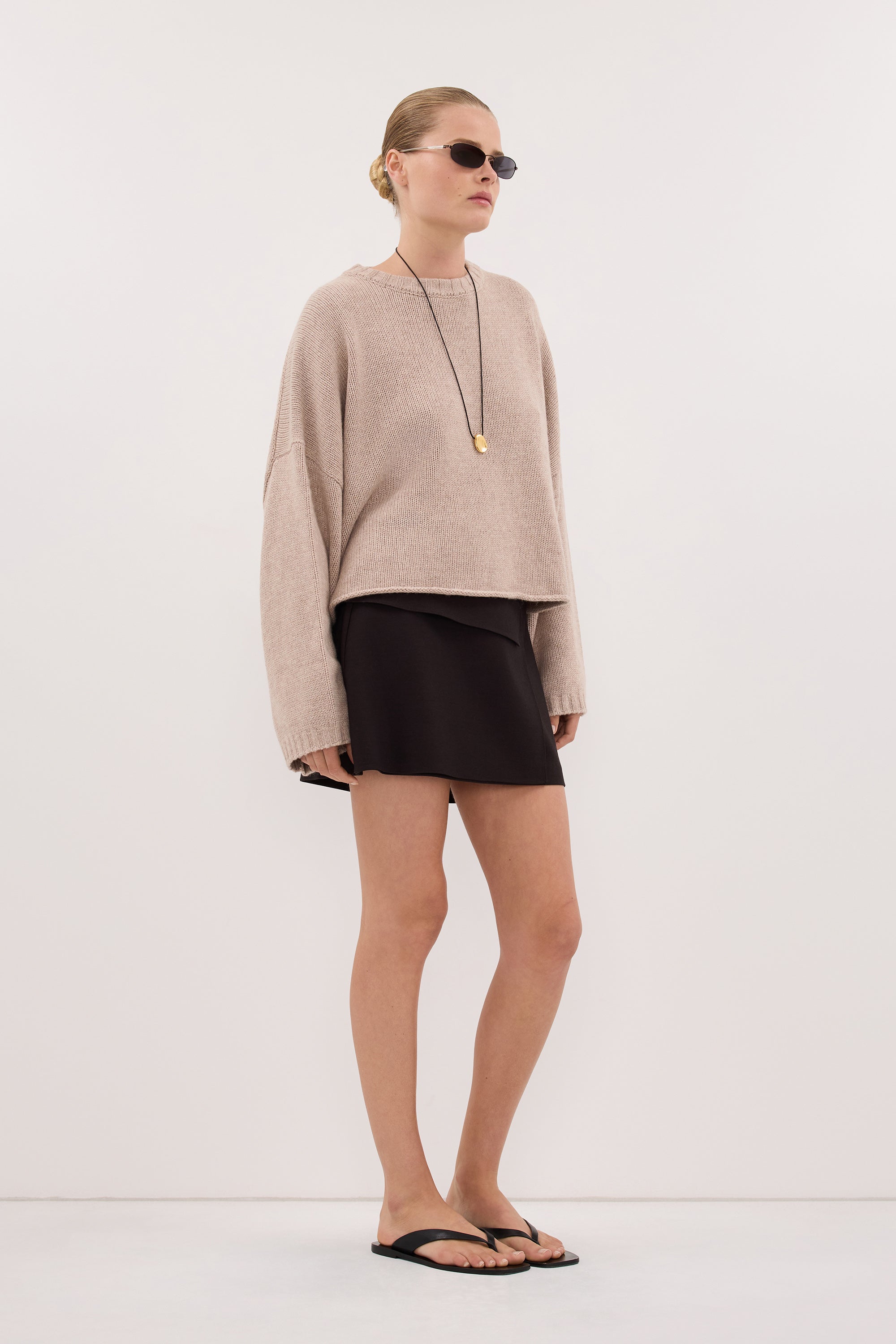 ADELINE OAT MARLE CASHMERE BLENT KNIT JUMPER