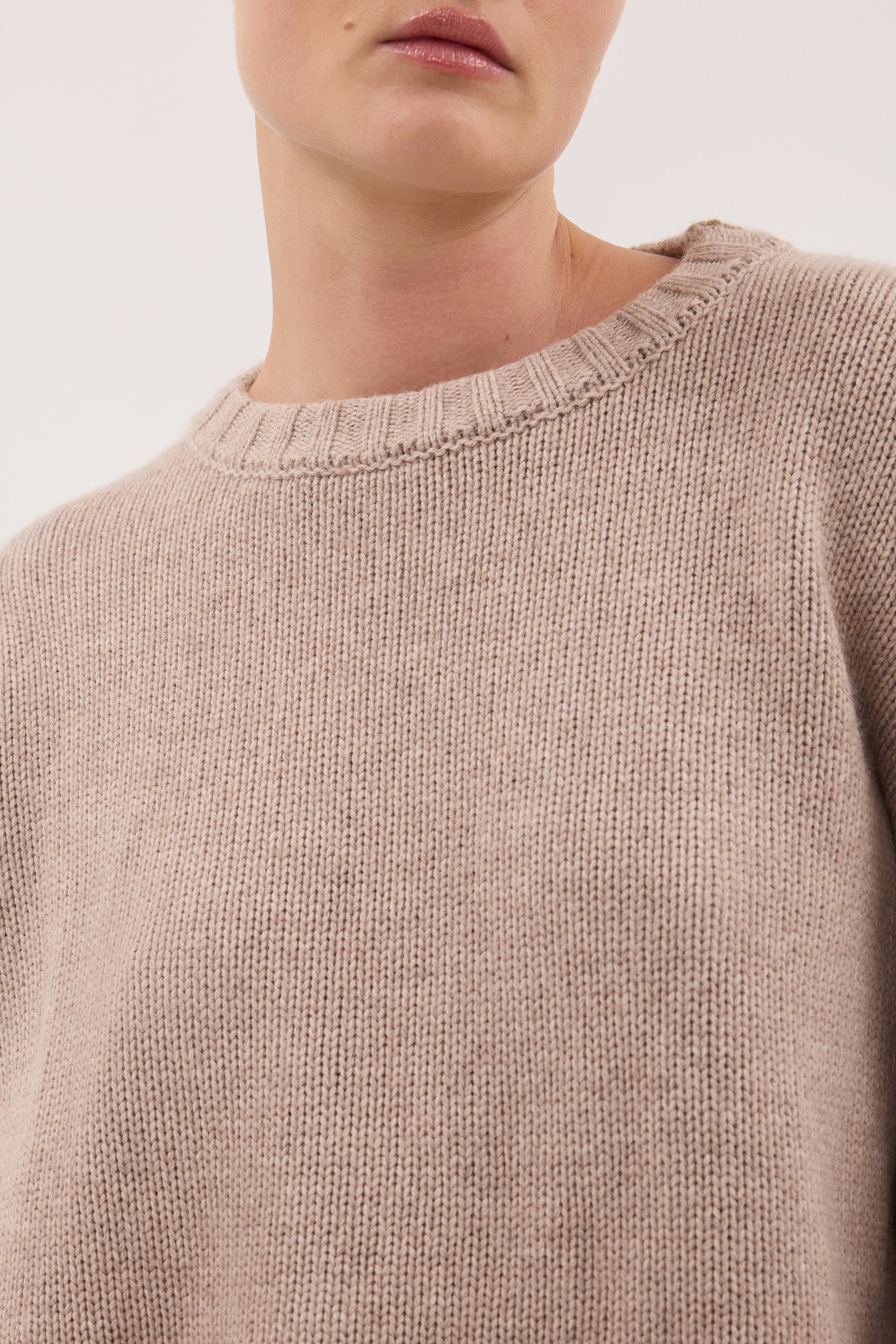 ADELINE OAT MARLE CREW KNIT JUMPER