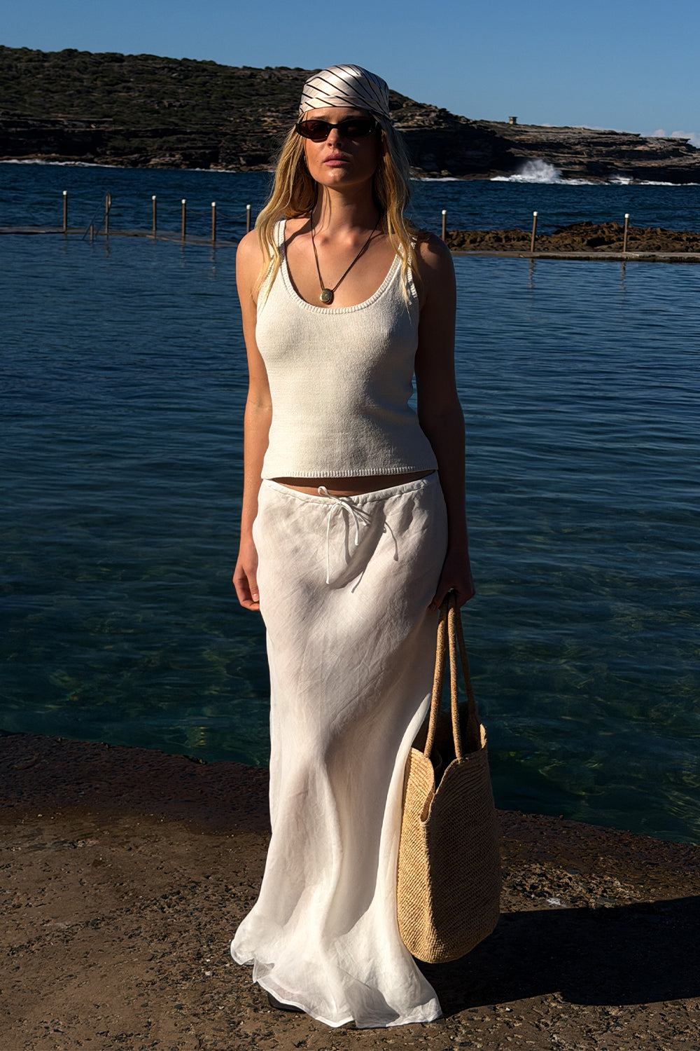 BRIGETTE OFF WHITE KNIT TANK