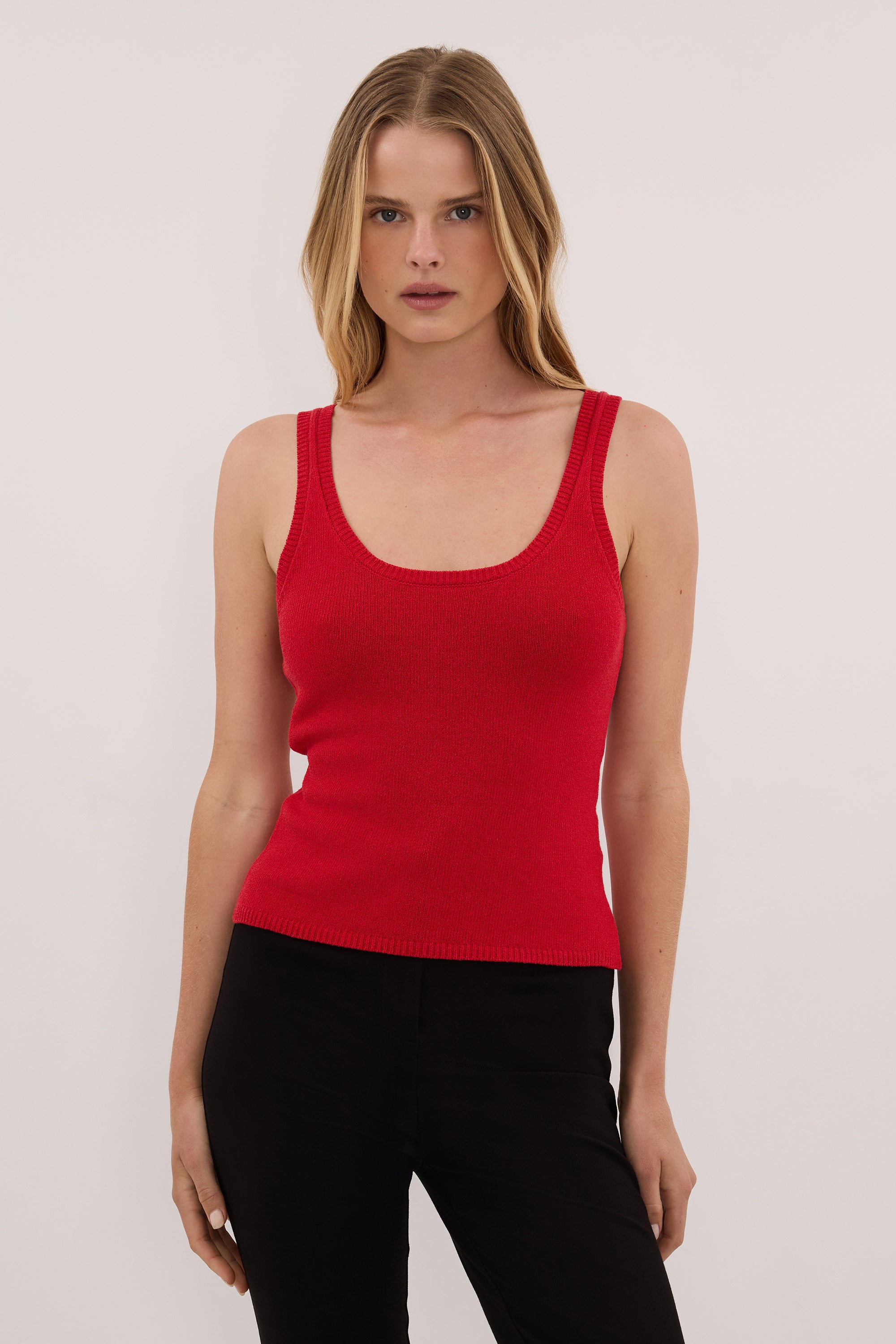 BRIGETTE RED KNIT TANK