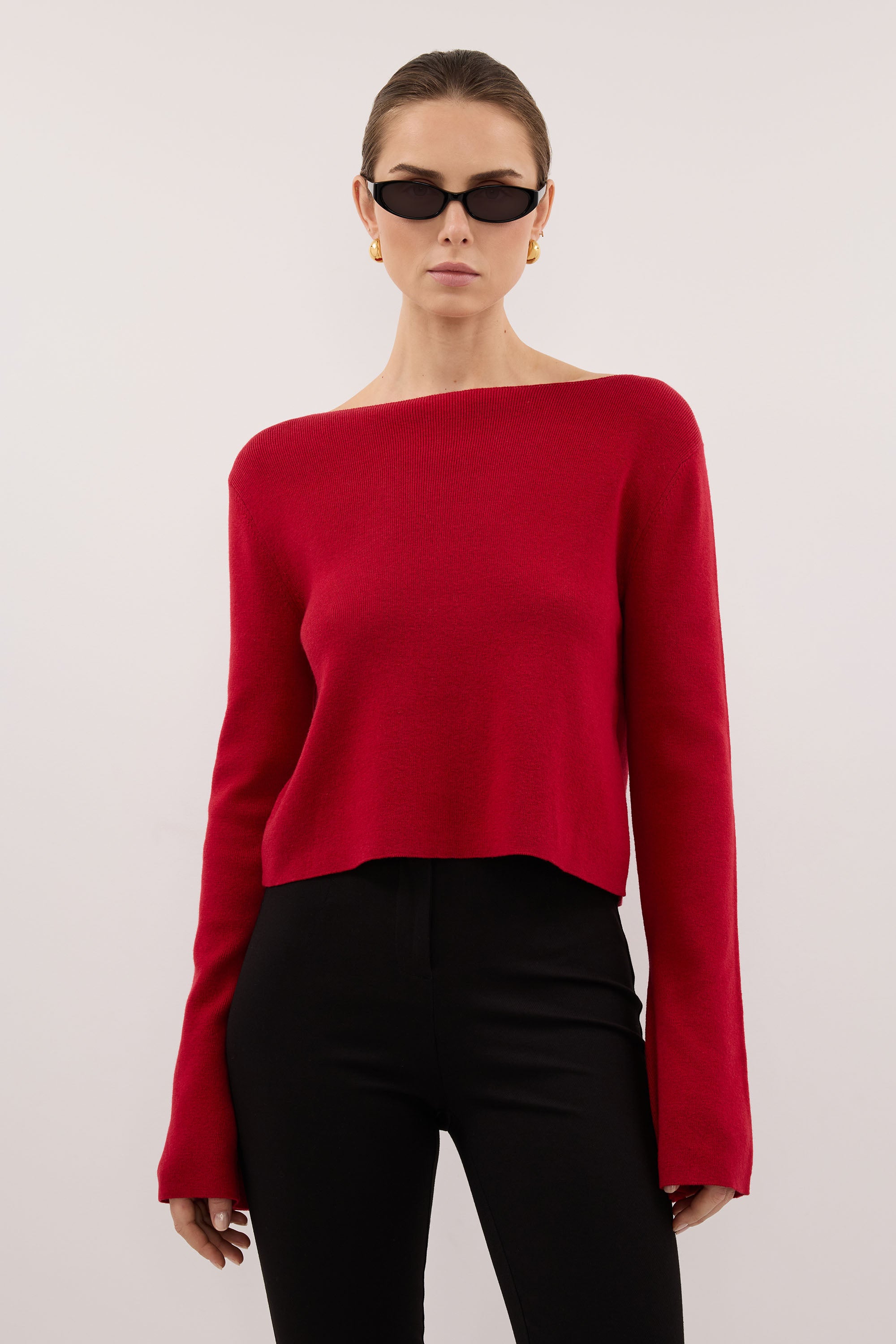 ILLARIA BURNT RED WIDE SLEEVE TOP – DISSH