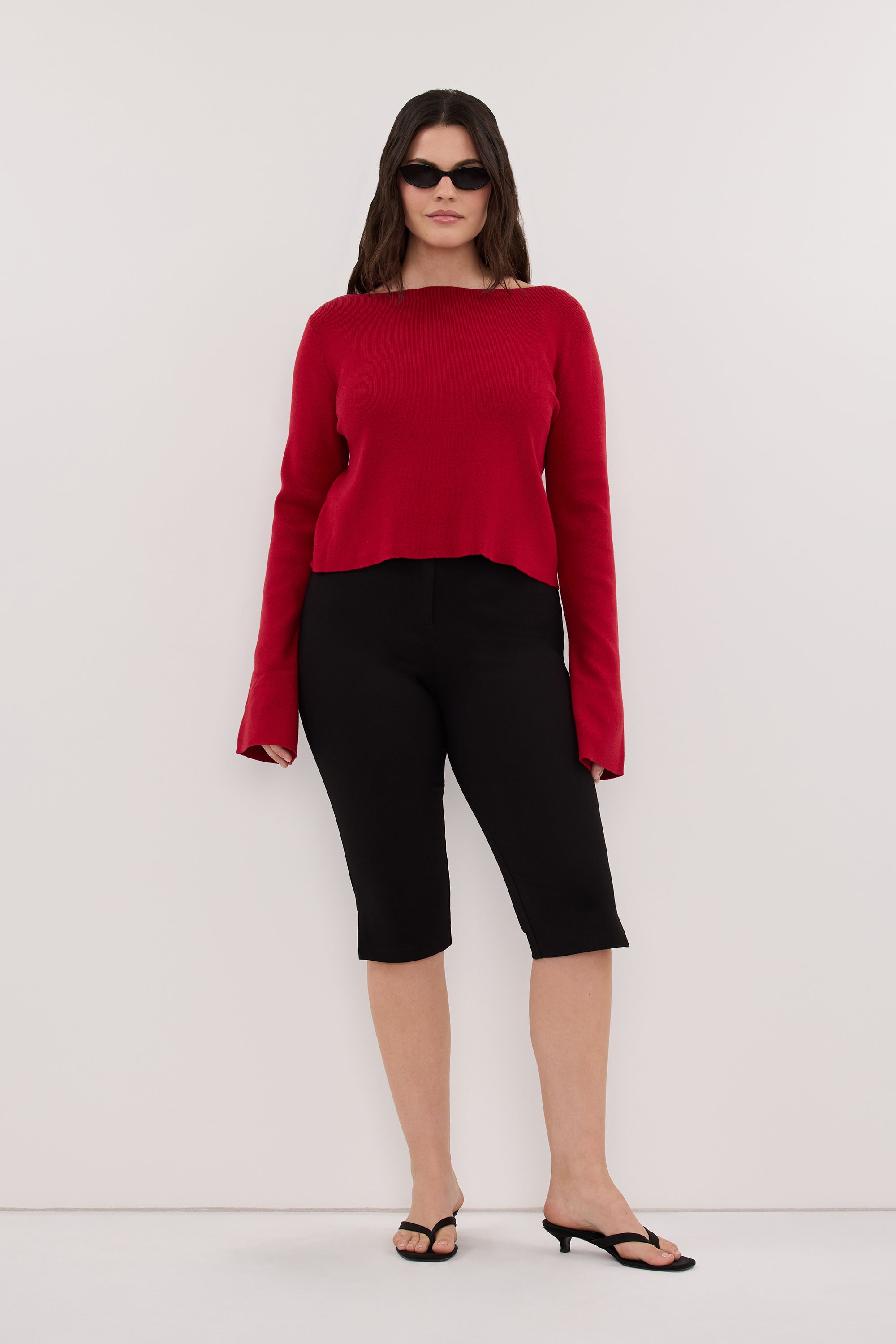 ILLARIA BURNT RED WIDE SLEEVE TOP – DISSH