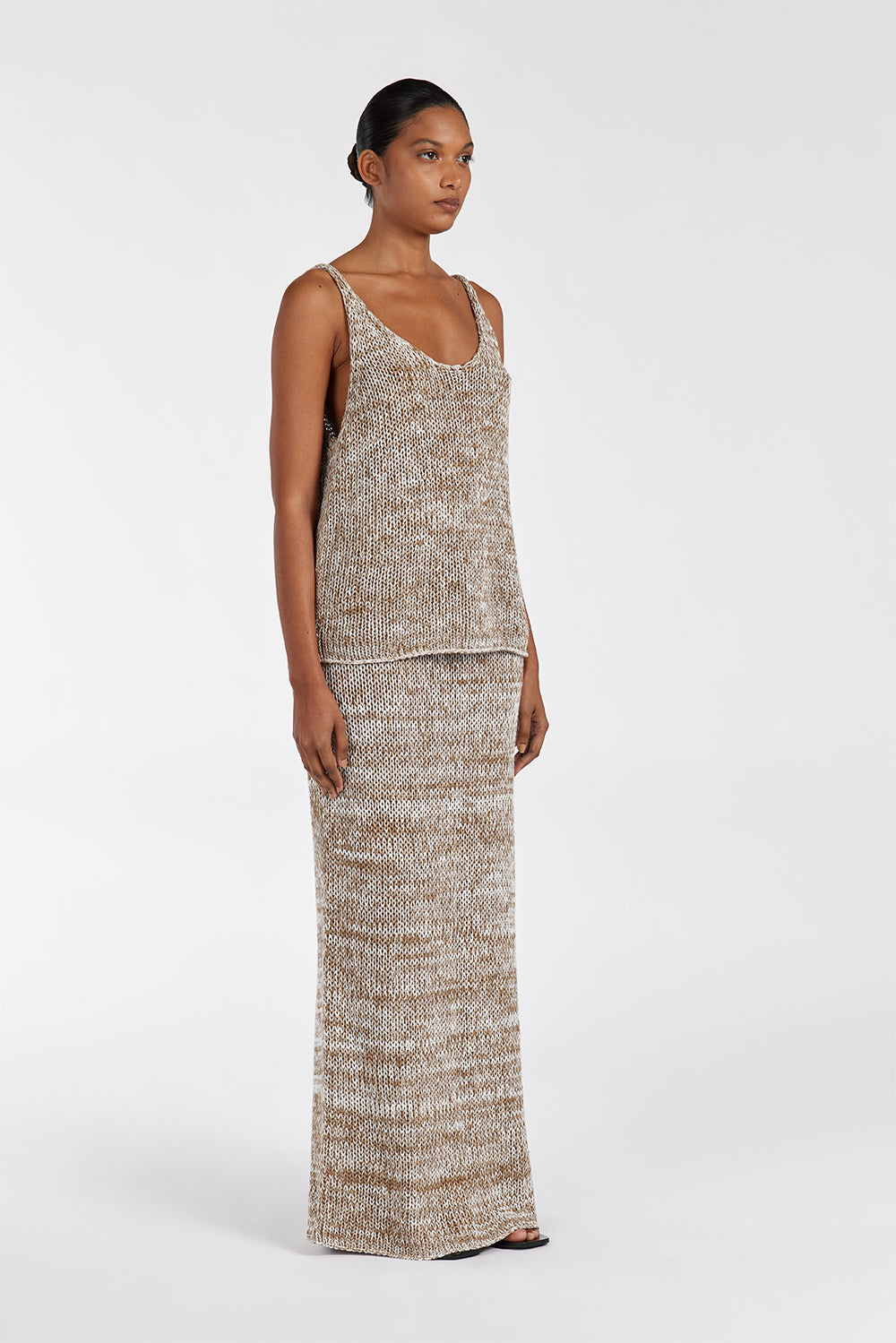 HEIDI TAN MARLE KNIT MIDI SKIRT