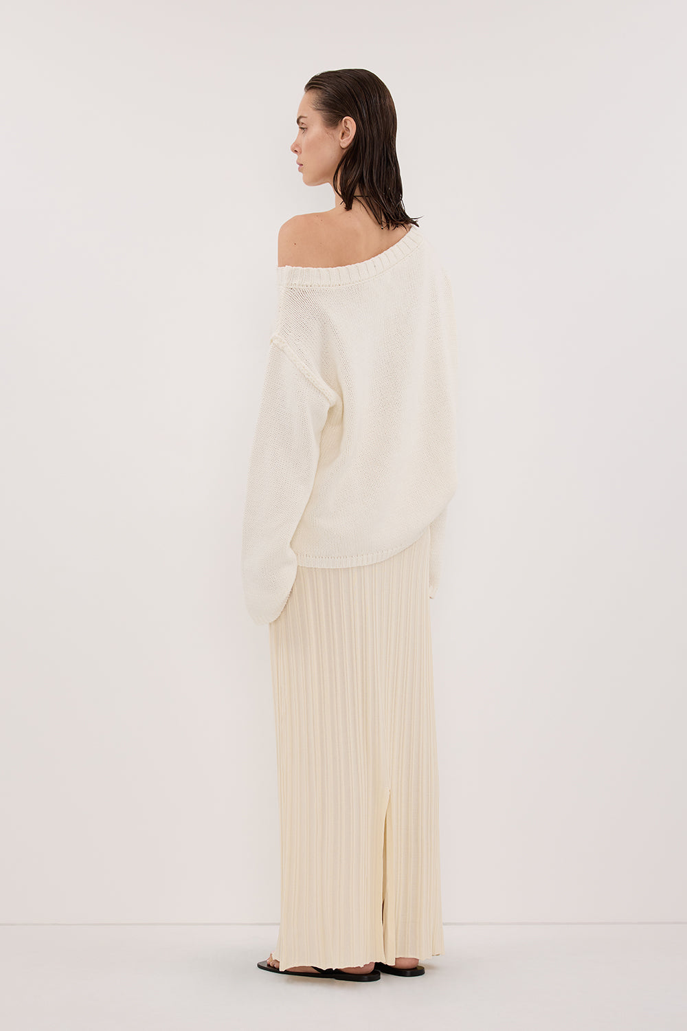 SYLVIA CREAM KNIT MIDI SKIRT