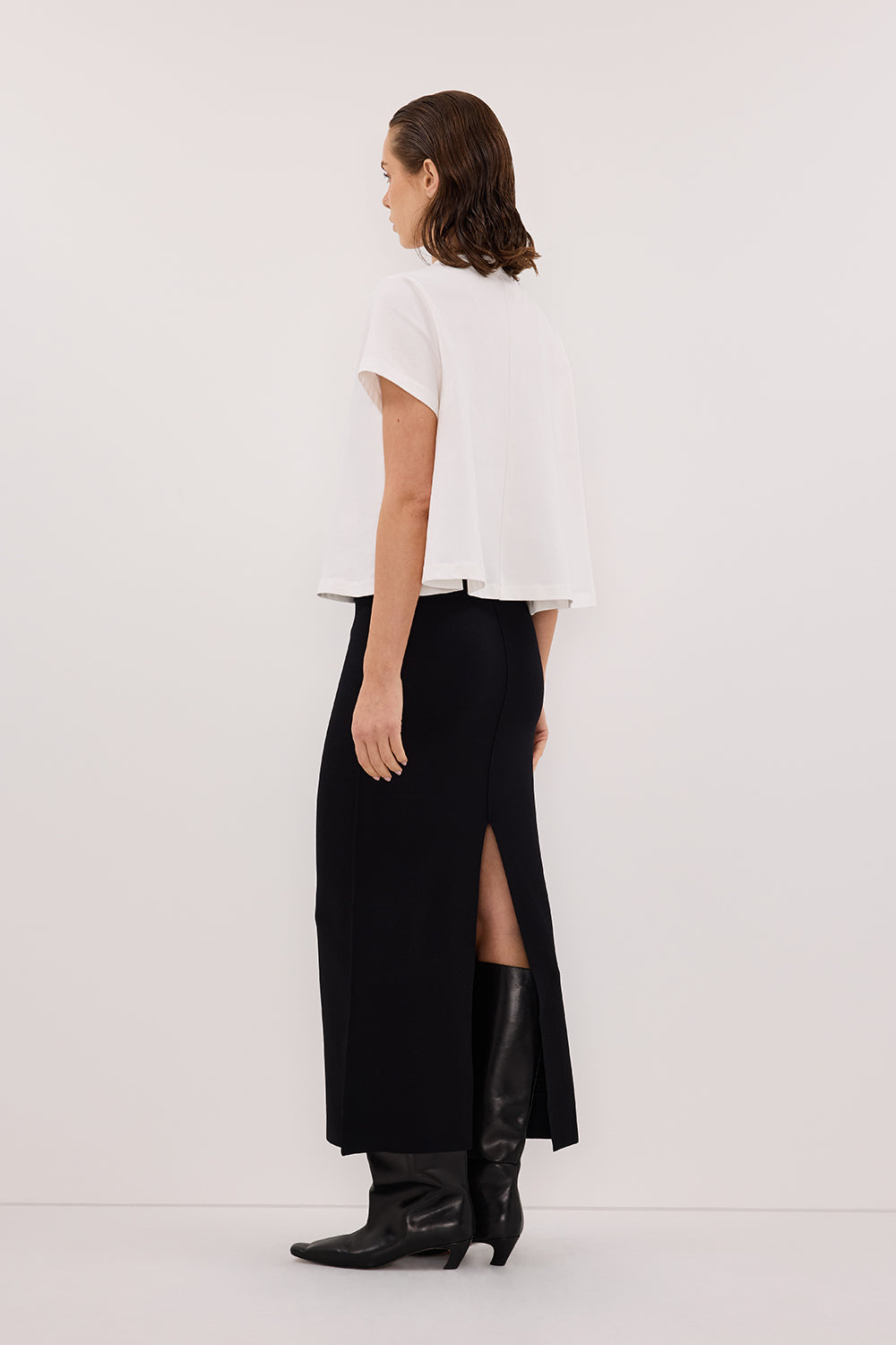 SOL BLACK KNIT MIDI SKIRT