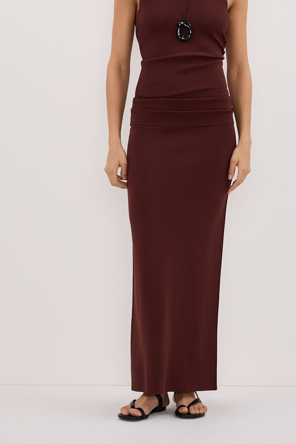 SOL CINNAMON KNIT MIDI SKIRT