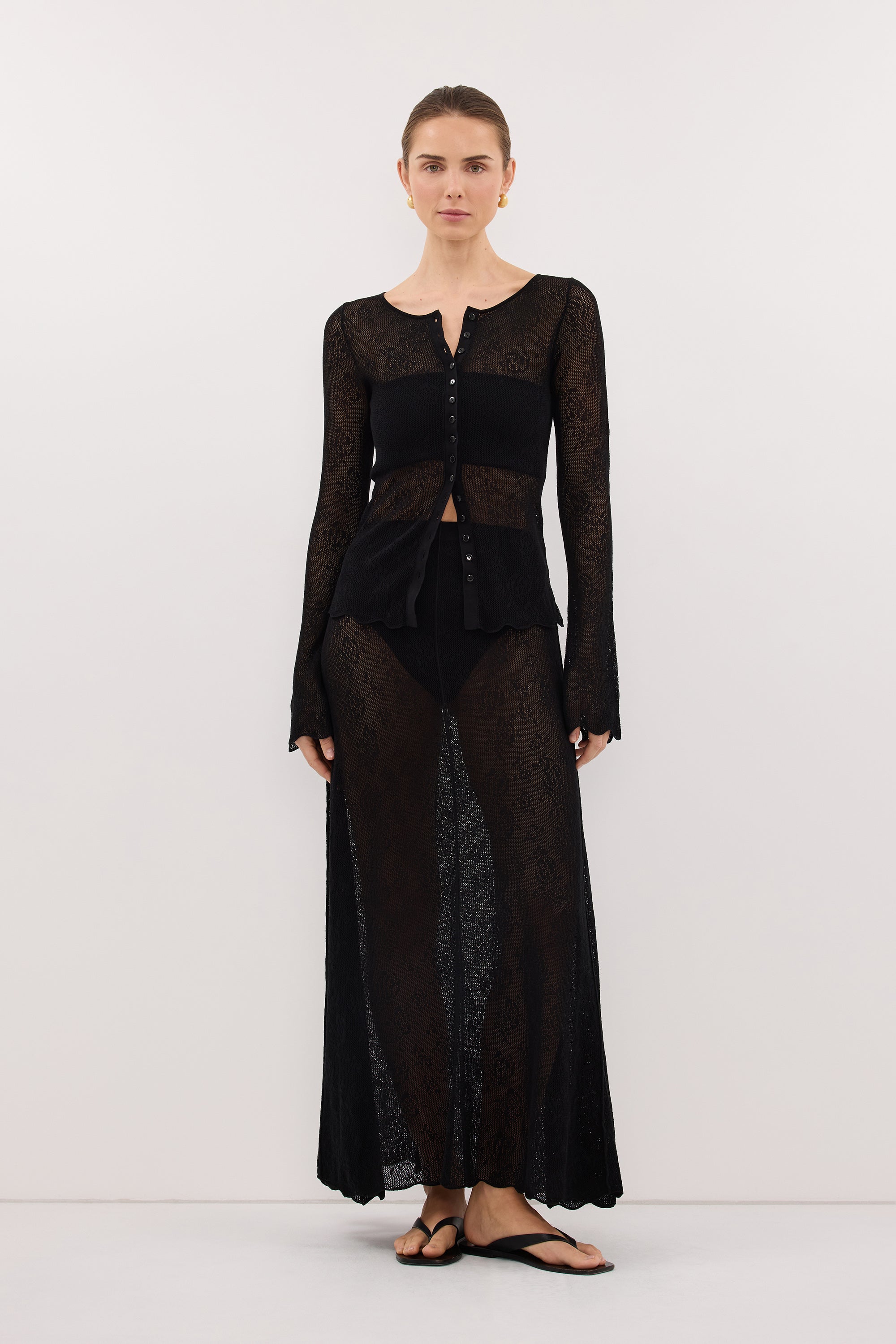 DELIA BLACK LACE MAXI SKIRT
