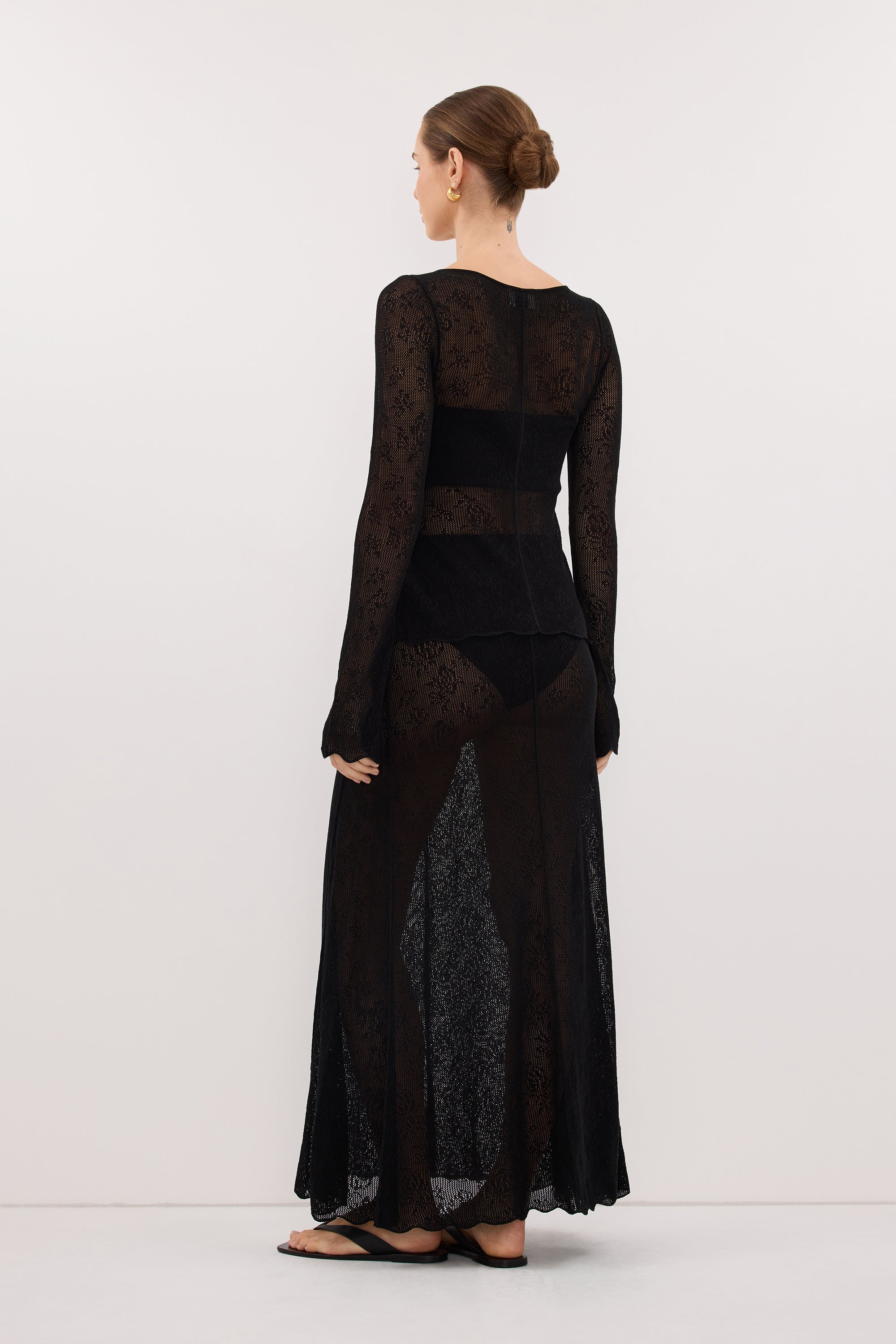 DELIA BLACK LACE MAXI SKIRT