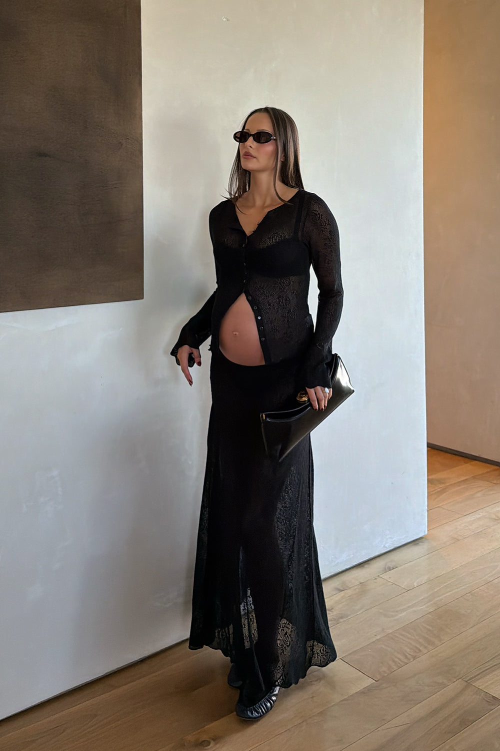 DELIA BLACK LACE MAXI SKIRT