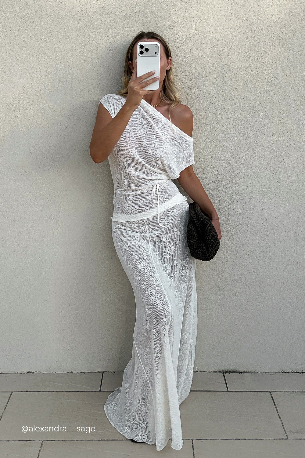 DELIA OFF WHITE LACE MAXI SKIRT