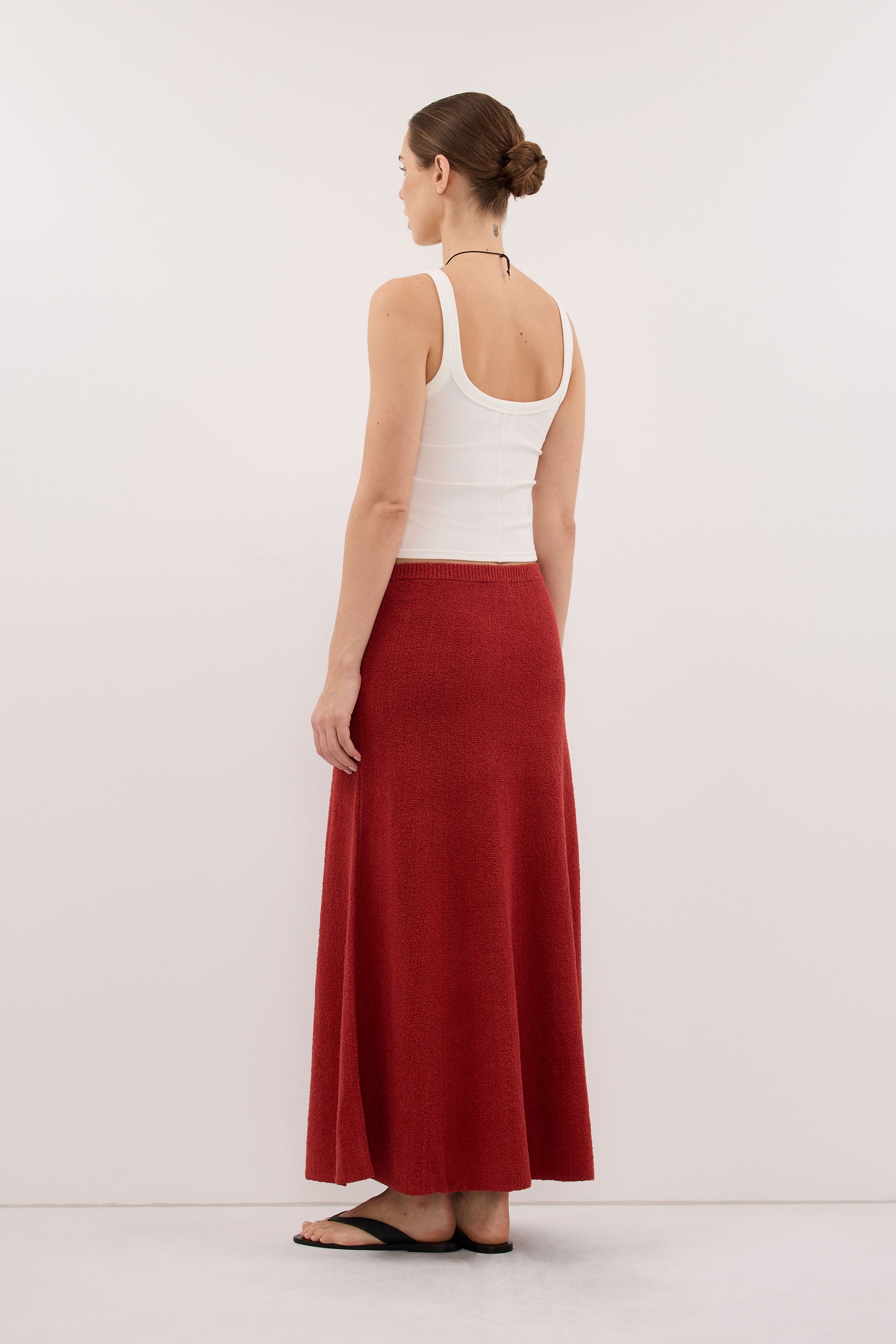 HARRIET BURNT RED KNIT MAXI SKIRT