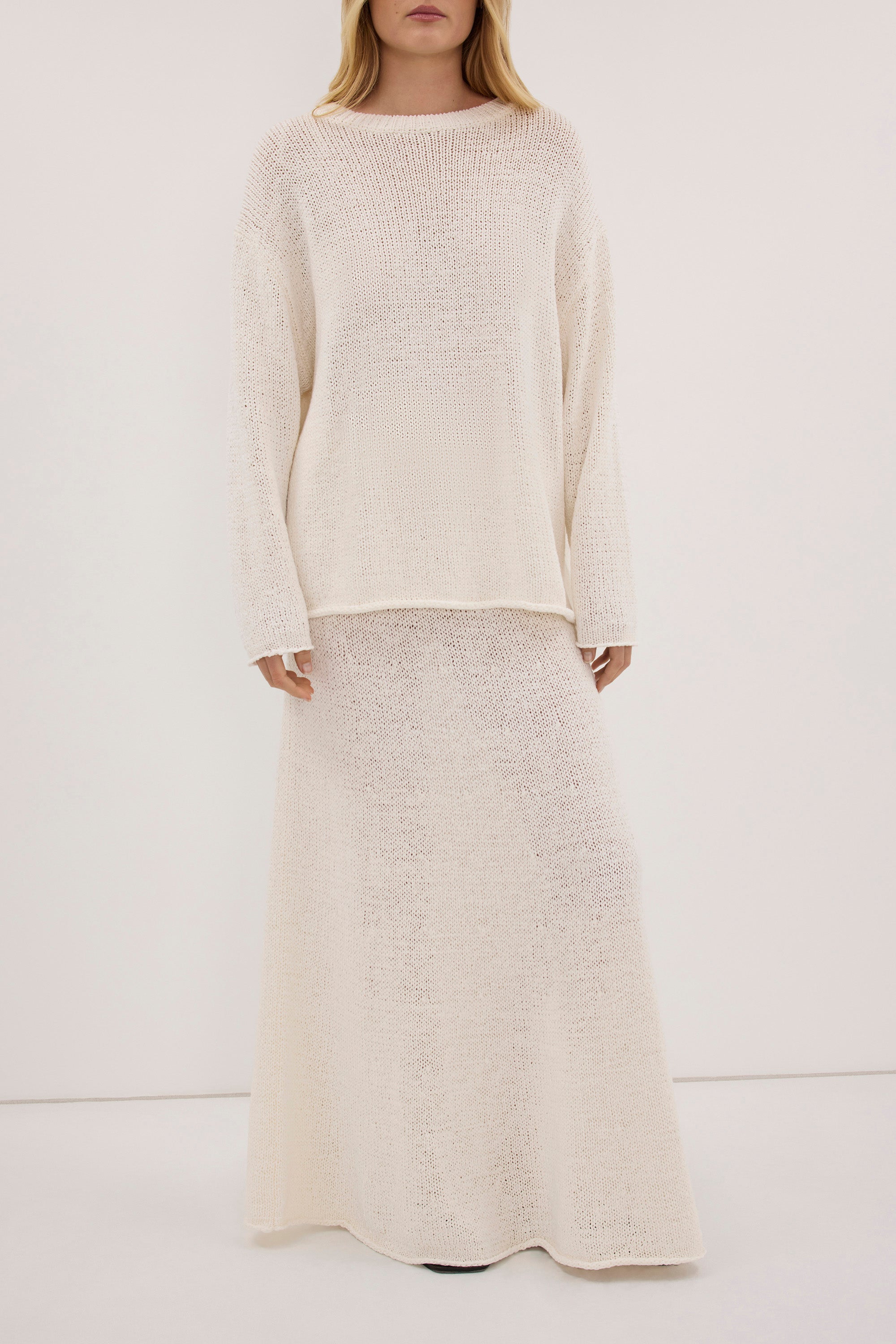 MIREYA OFF WHITE KNIT MAXI SKIRT