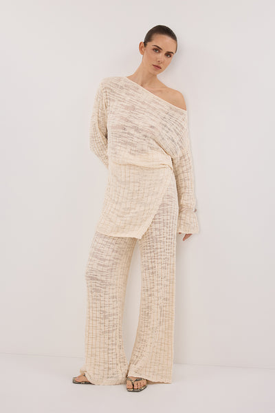 Stas wearing CIA NATURAL KNIT PANT
