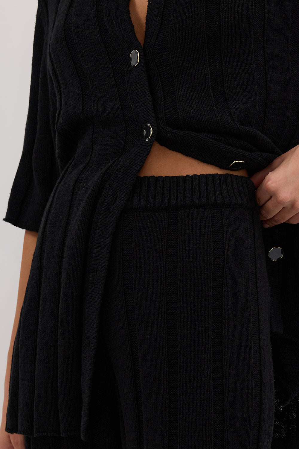 JAZZ BLACK WIDE LEG KNIT PANT