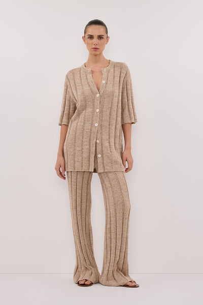 Stas wearing JAZZ NATURAL WIDE LEG KNIT PANT