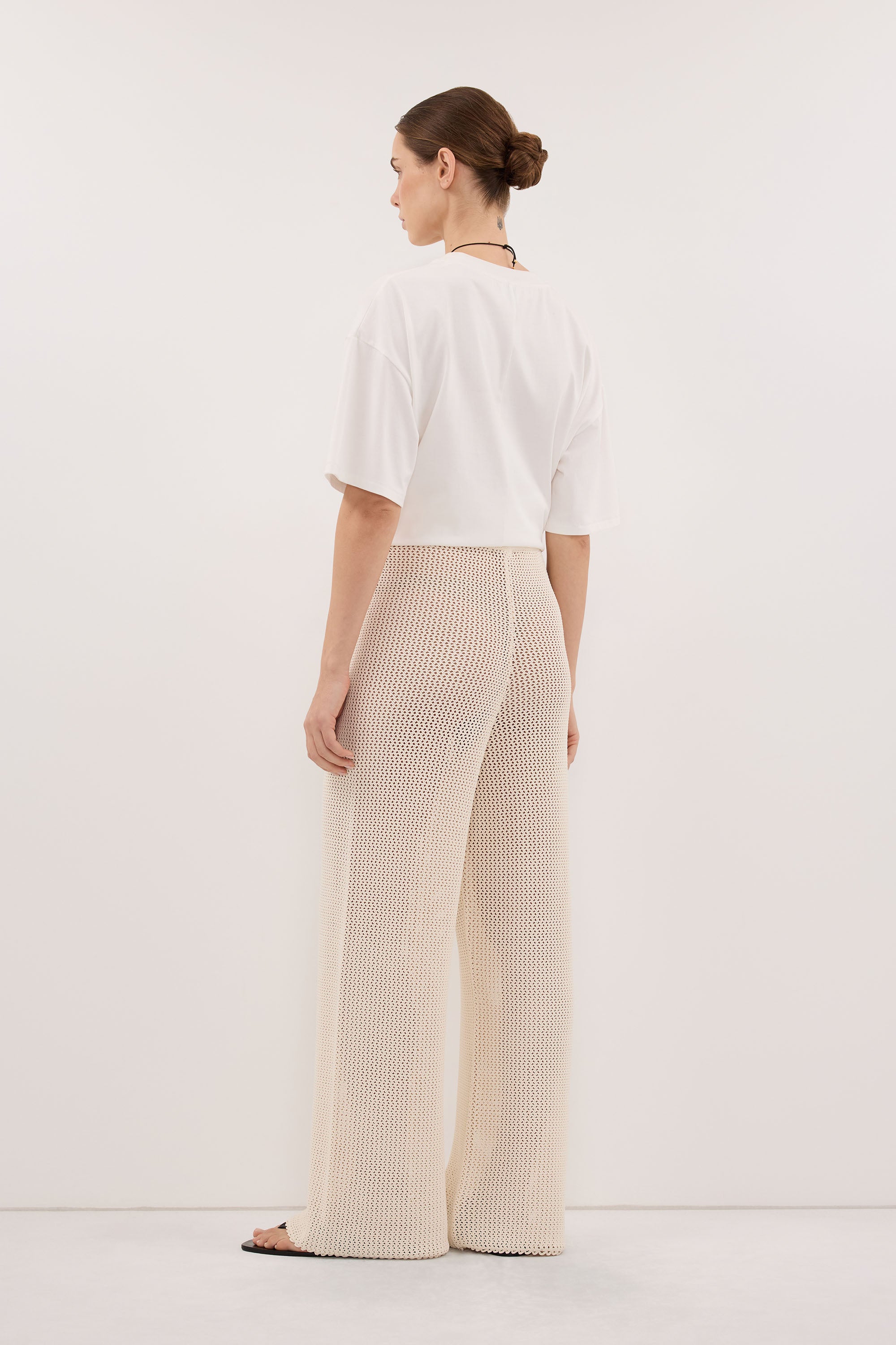 NALIA NATURAL OPEN KNIT WIDE PANT – DISSH
