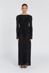 BREE BLACK SLEEVED TIE FRONT MAXI DRESS