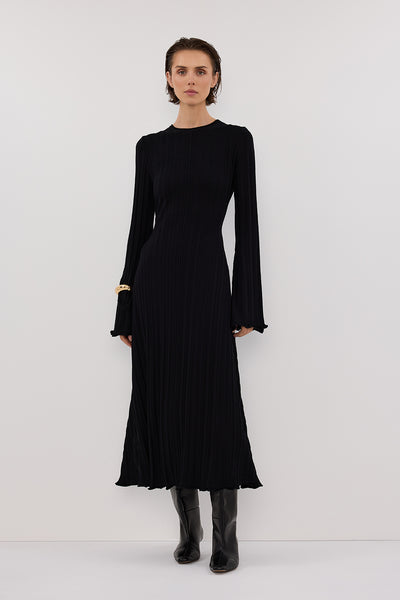 SYLVIA BLACK KNIT MIDI DRESS DISSH SYLVIA BLACK KNIT MIDI DRESS DISSH