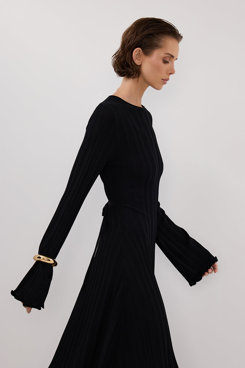SYLVIA BLACK KNIT MIDI DRESS DISSH SYLVIA BLACK KNIT MIDI DRESS DISSH