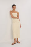 OWEN CREAM CREPE BANDEAU DRESS