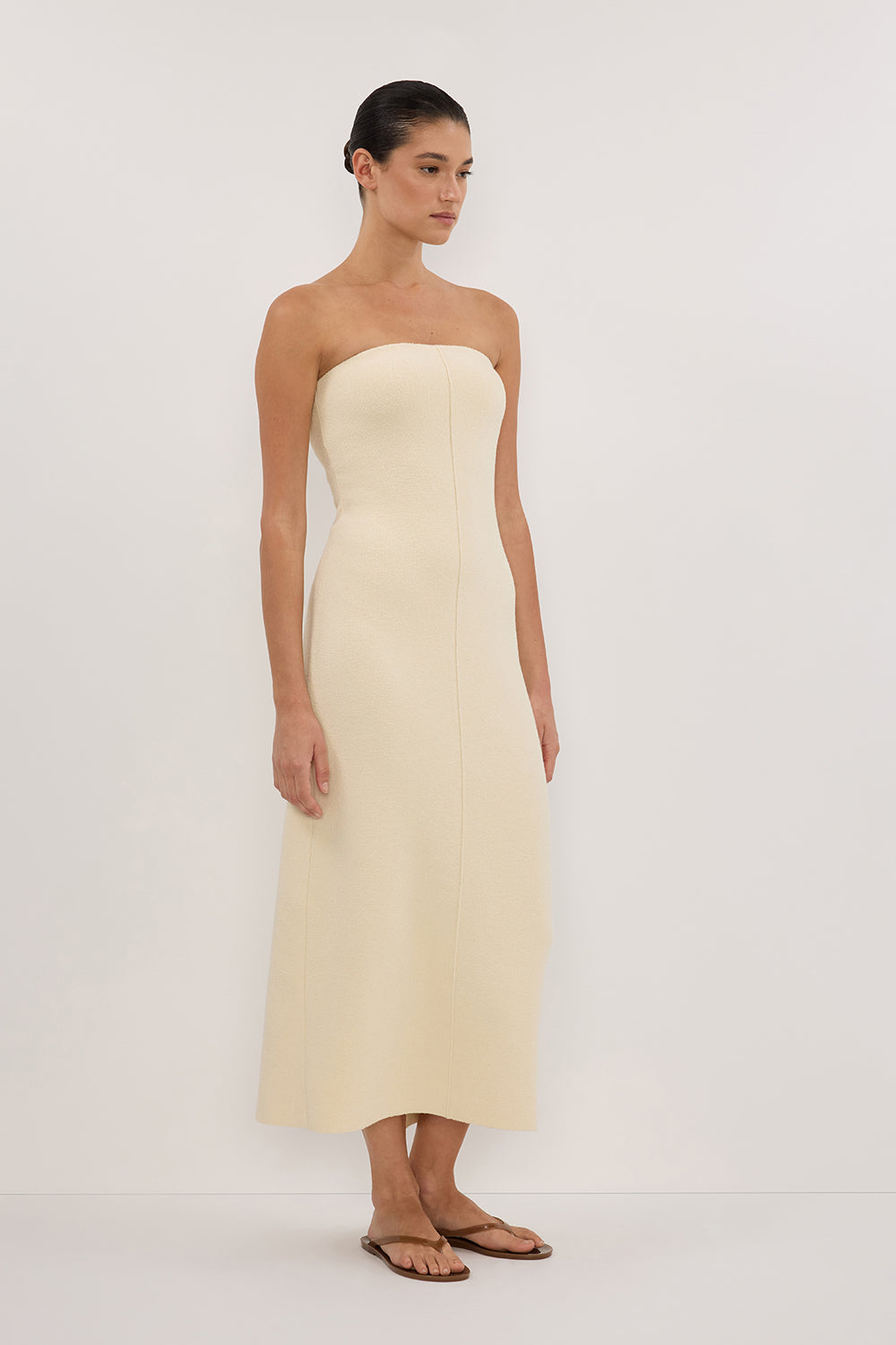 OWEN CREAM CREPE BANDEAU DRESS – DISSH