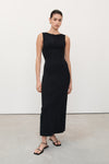 OWEN BLACK CREPE KNIT MIDI DRESS