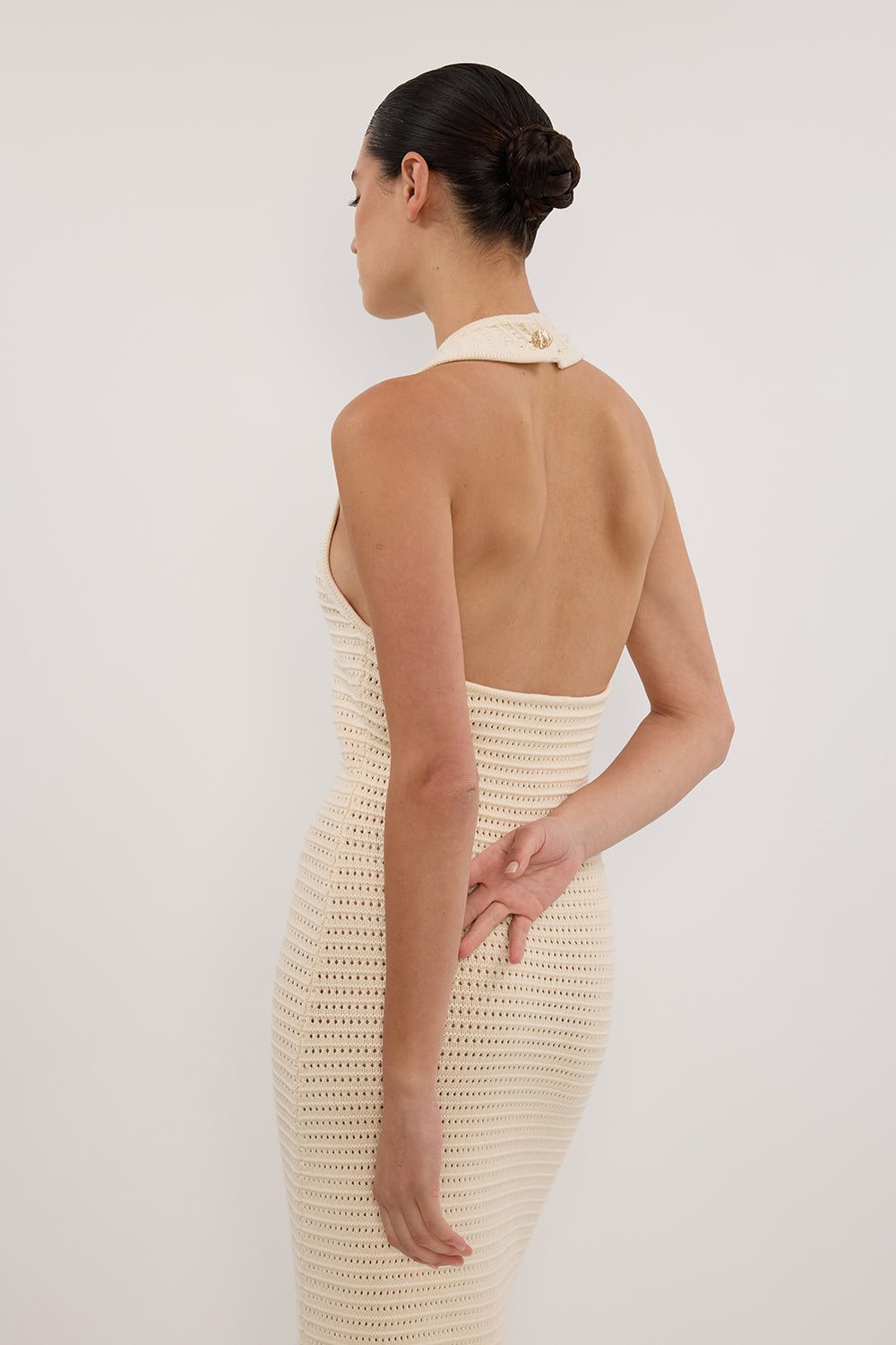 GINA CREAM HALTER CROCHET DRESS DISSH GINA CREAM HALTER CROCHET DRESS DISSH