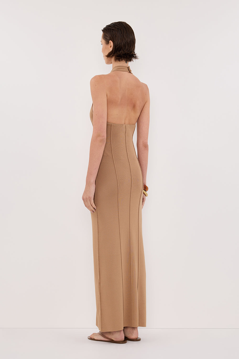 LISS TAN HALTER MAXI DRESS