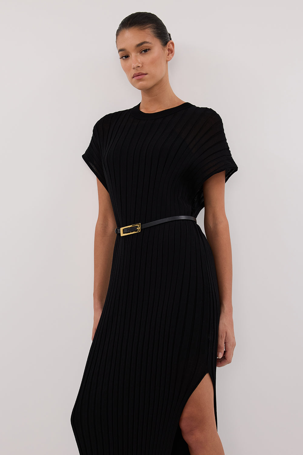 JADE BLACK KNIT MAXI DRESS