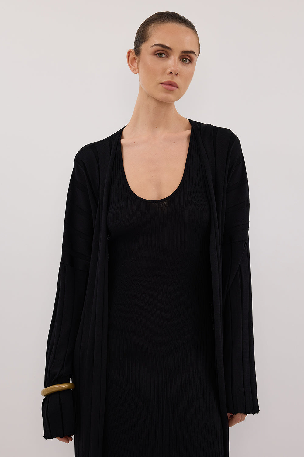 EVE BLACK KNIT MIDI CARDIGAN DISSH EVE BLACK KNIT MIDI CARDIGAN DISSH