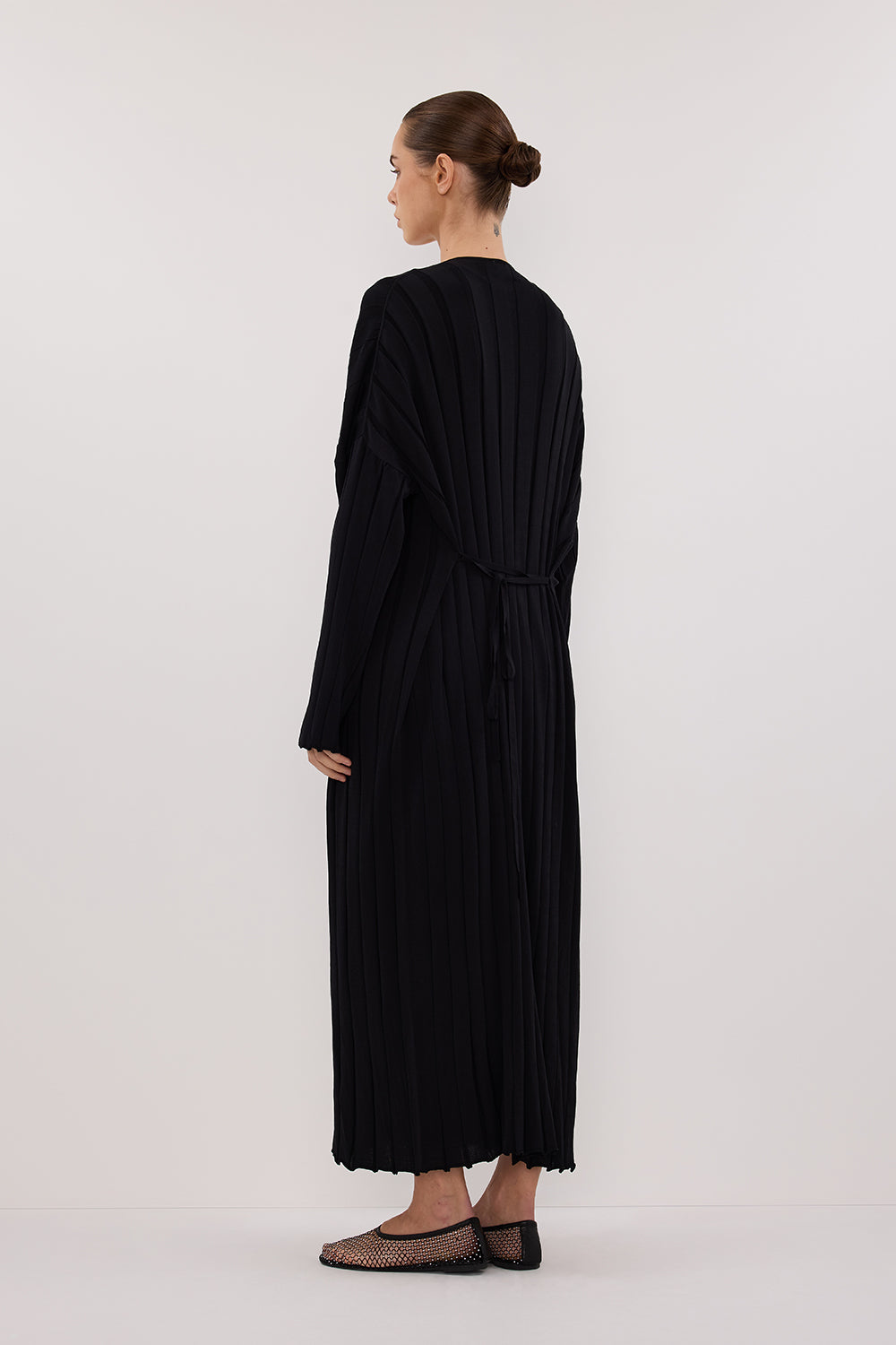 EVE BLACK KNIT MIDI CARDIGAN – DISSH