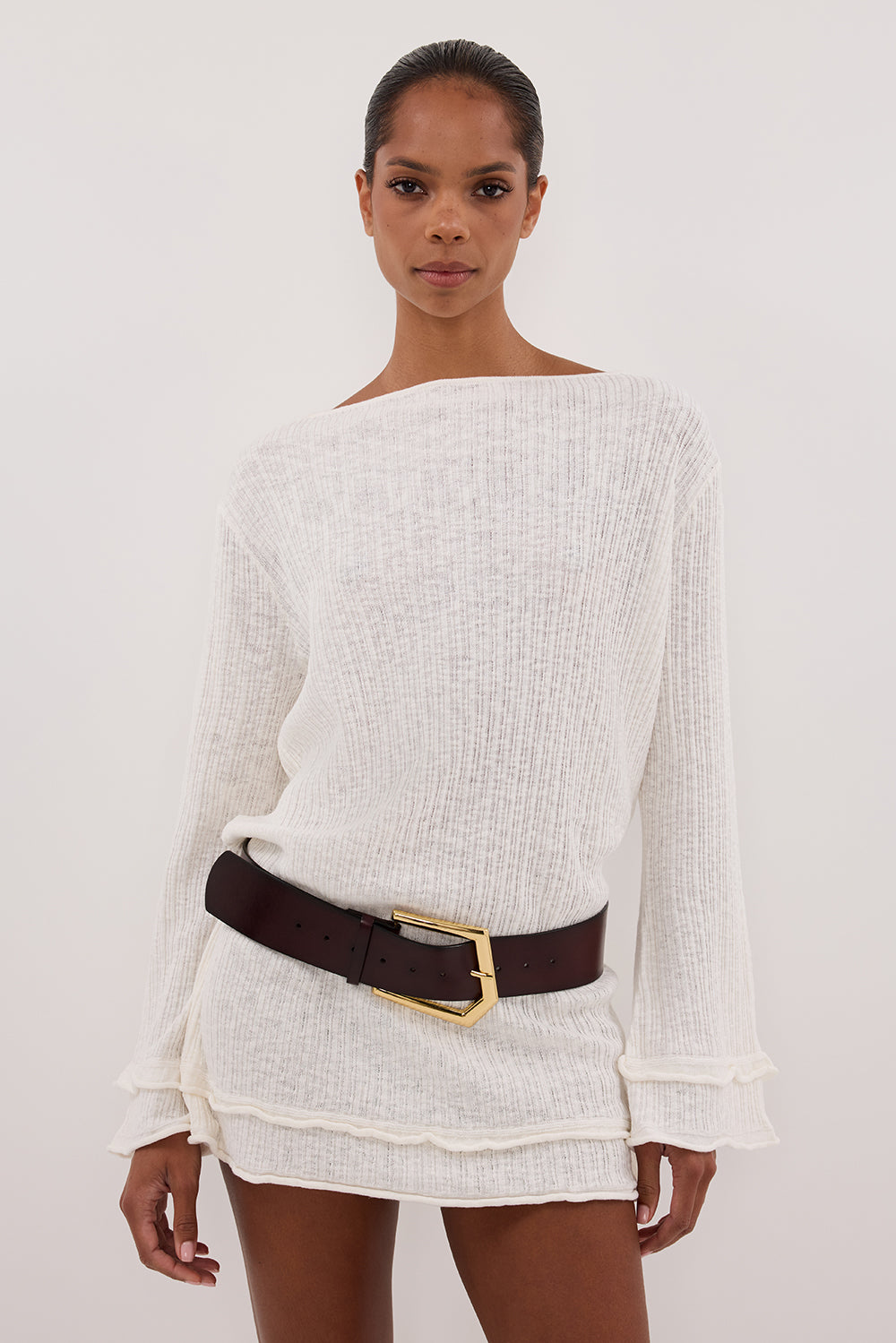 MAX IVORY KNIT MINI DRESS