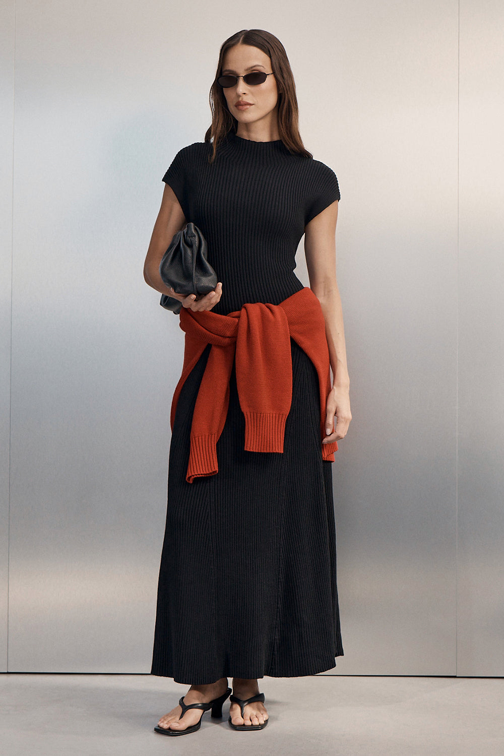 Della Knit Midi Dress in Black By DISSH