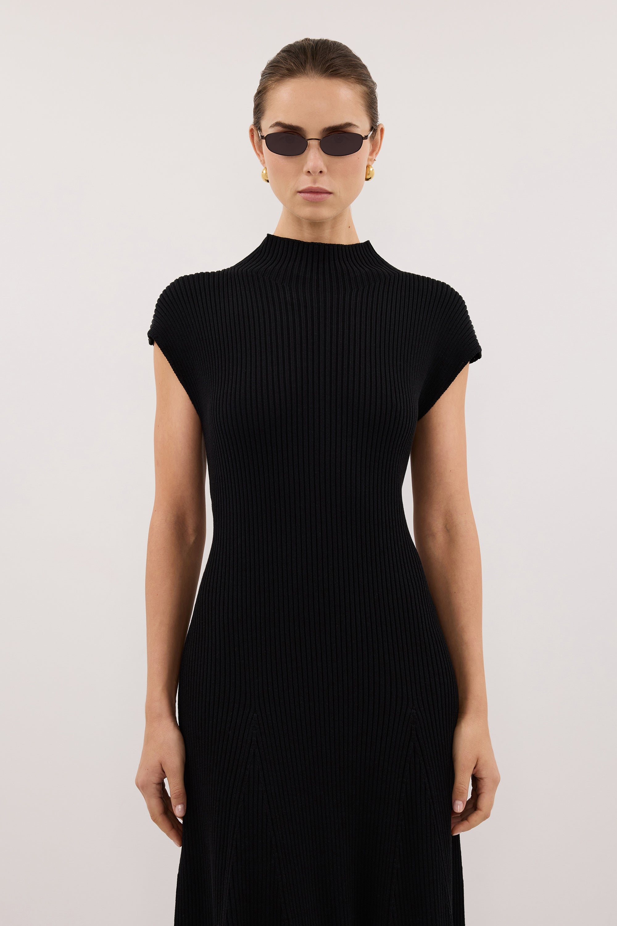 Della Knit Midi Dress in Black By DISSH