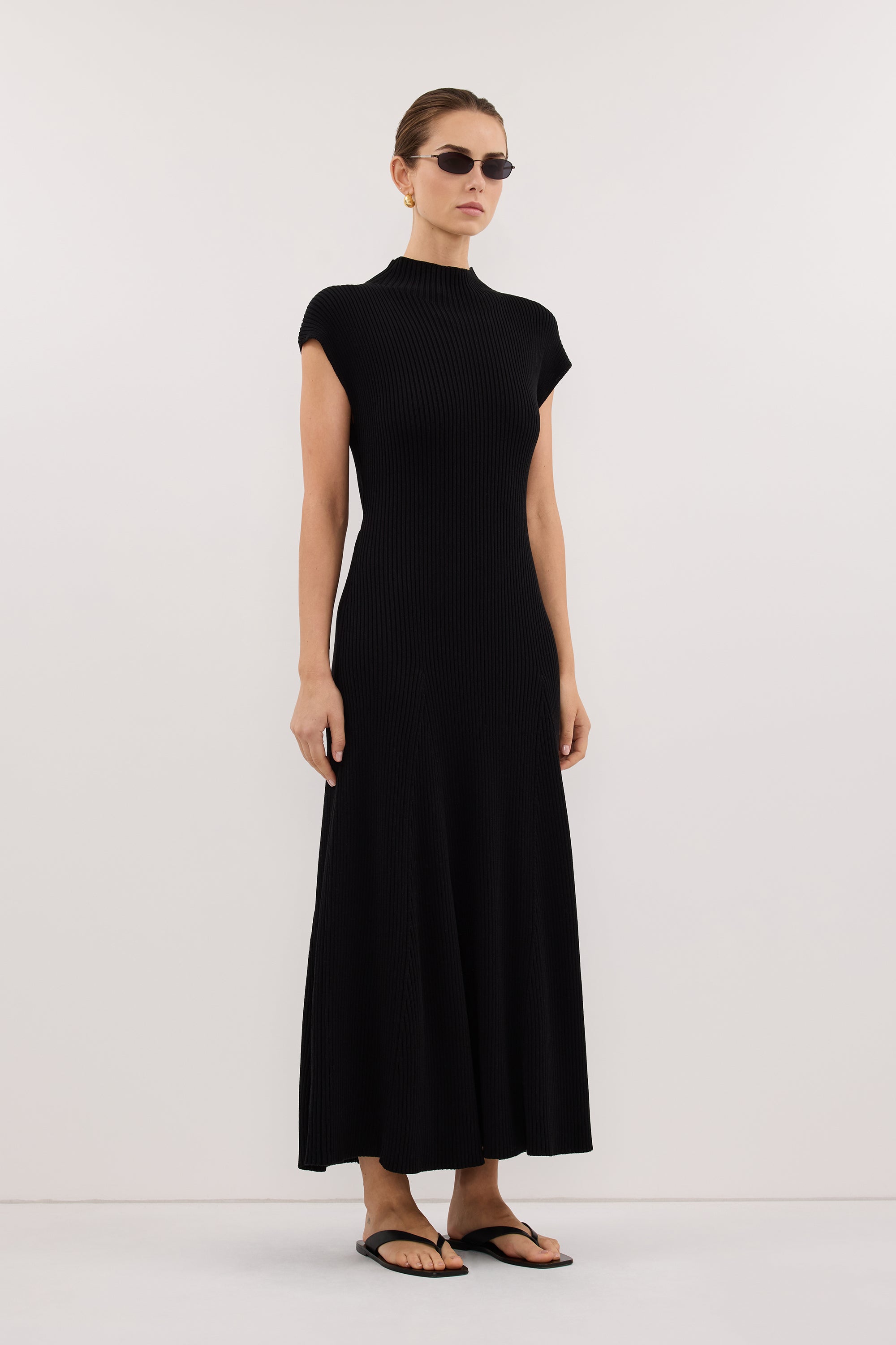 Della Knit Midi Dress in Black By DISSH