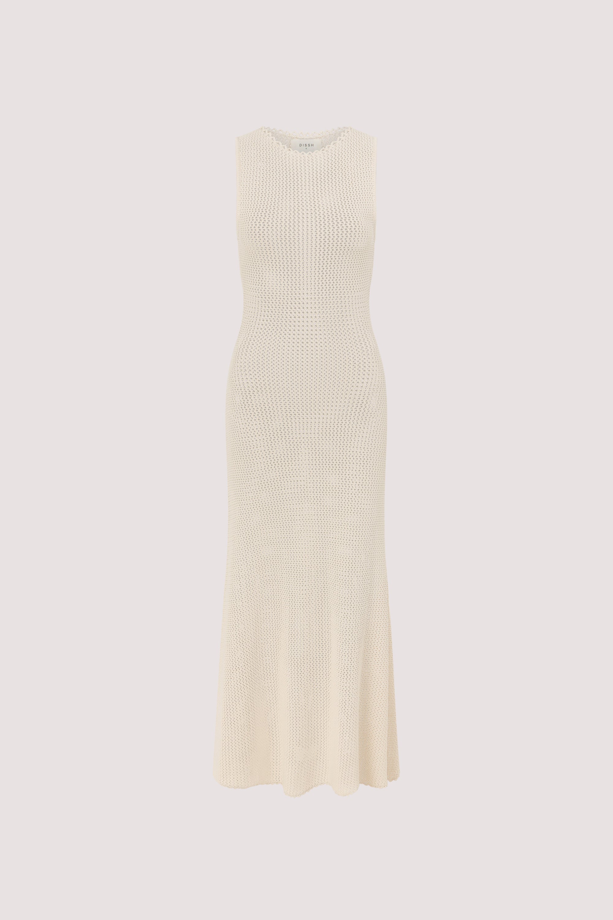 NALIA NATURAL OPEN KNIT MIDI DRESS