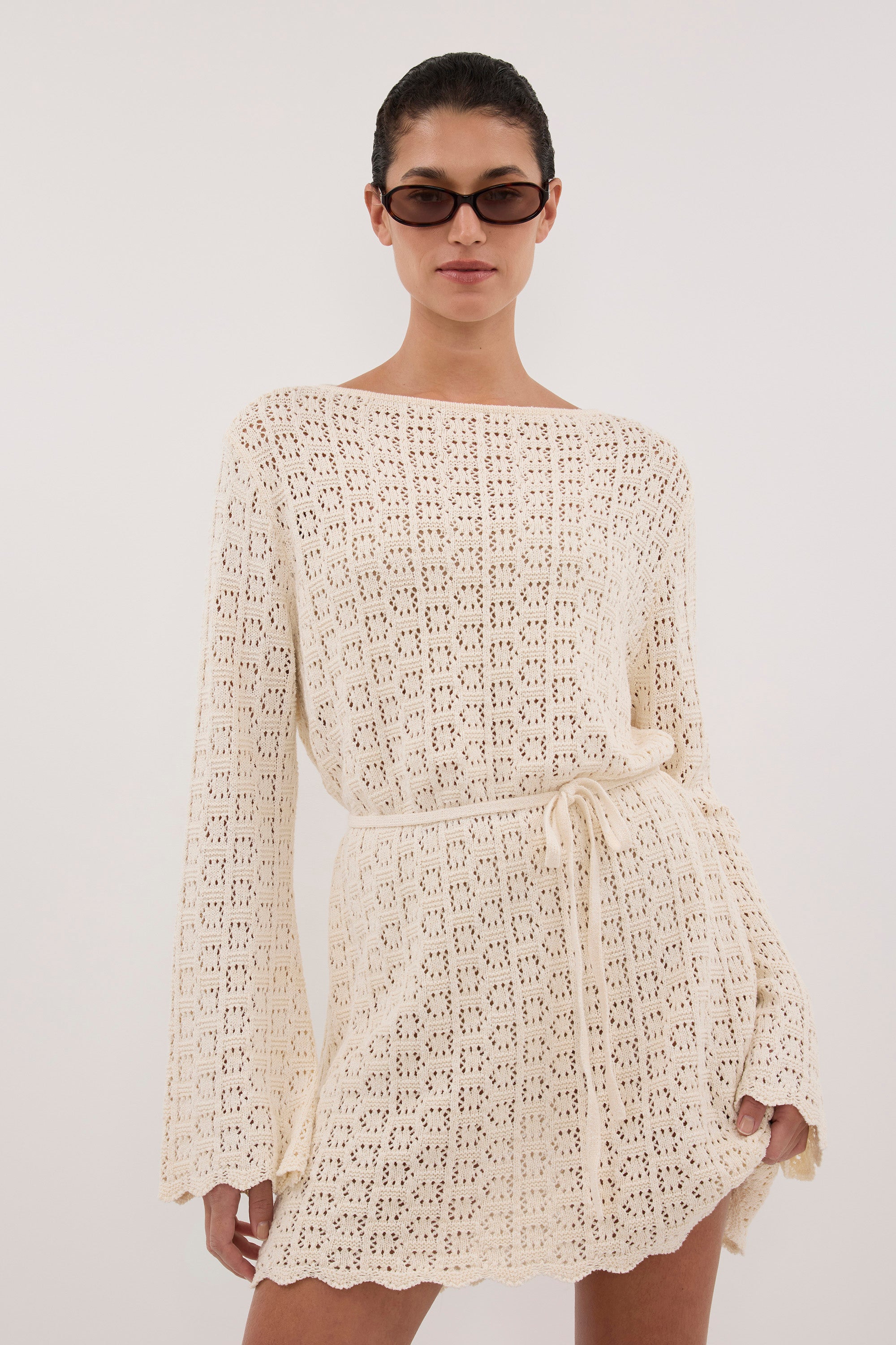 KEIRA NATURAL LS KNIT MINI DRESS – DISSH